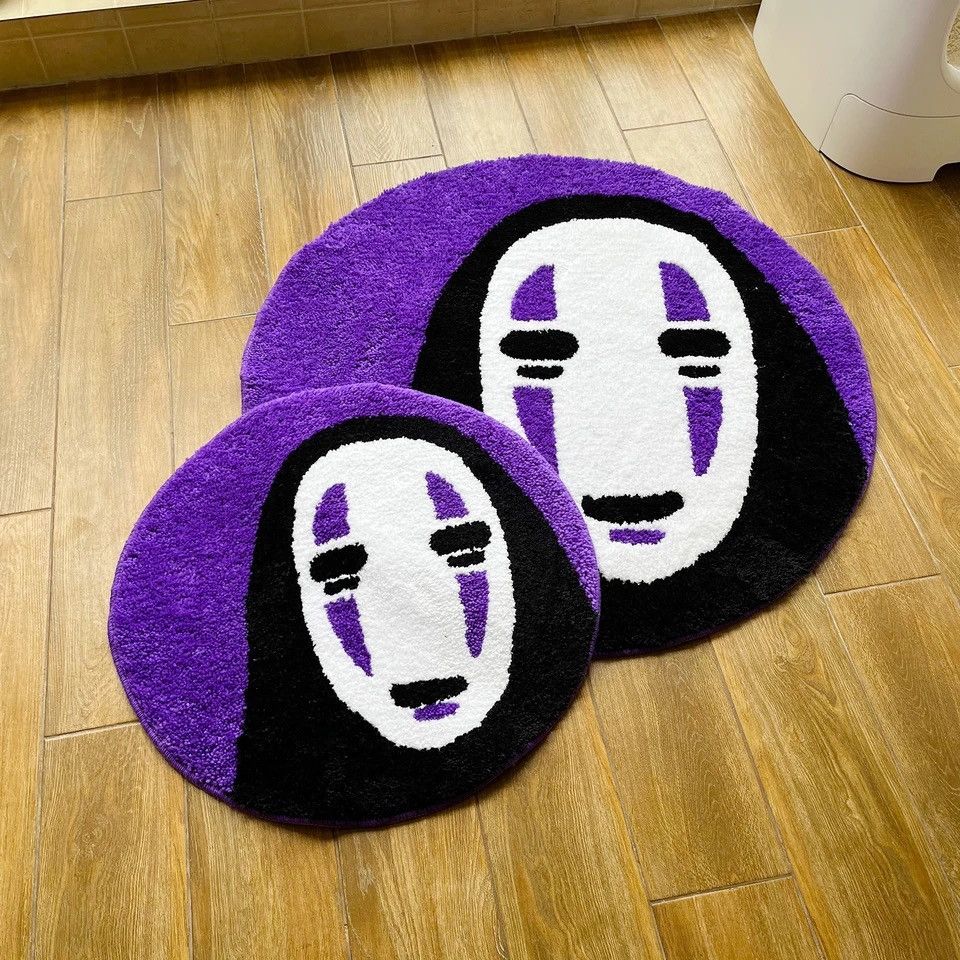 Japanese Brand × Vintage Handmade Tufted Rug Soft Smile Face Carpet 60cm x 60cm Size ONE SIZE - 4 Thumbnail