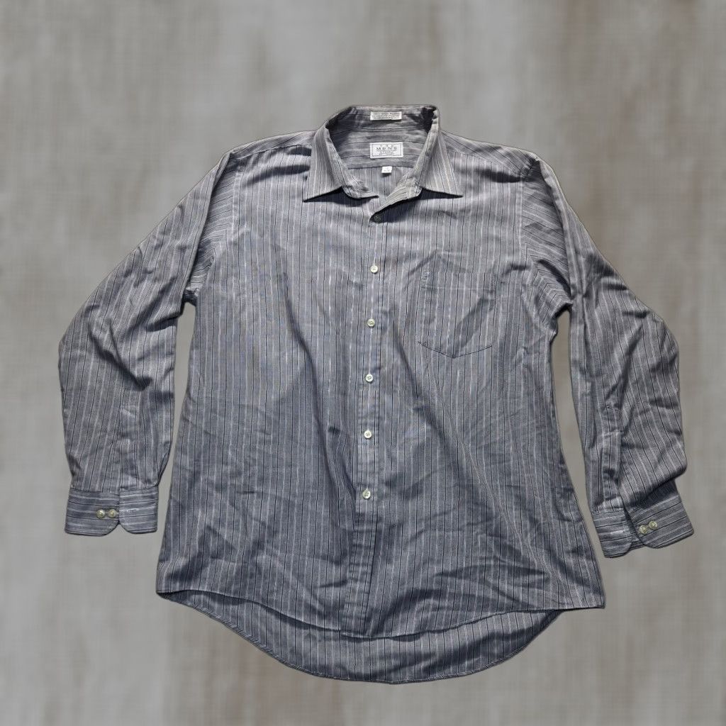 Sears VINTAGE Sears Button Up Long Sleeve Shirt Gray Striped Adult Men's Size 17 Size US XL / EU 56 / 4 - 1 Thumbnail