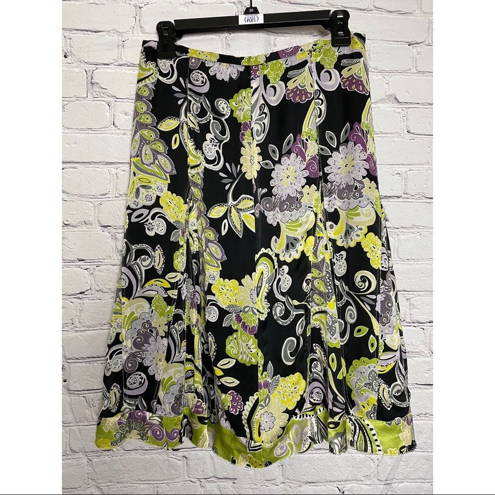 Other Sigrid Olsen Silk Paisley Floral Skirt Black Green Size 4 Size 27" / US 4 / IT 40 - 5 Thumbnail