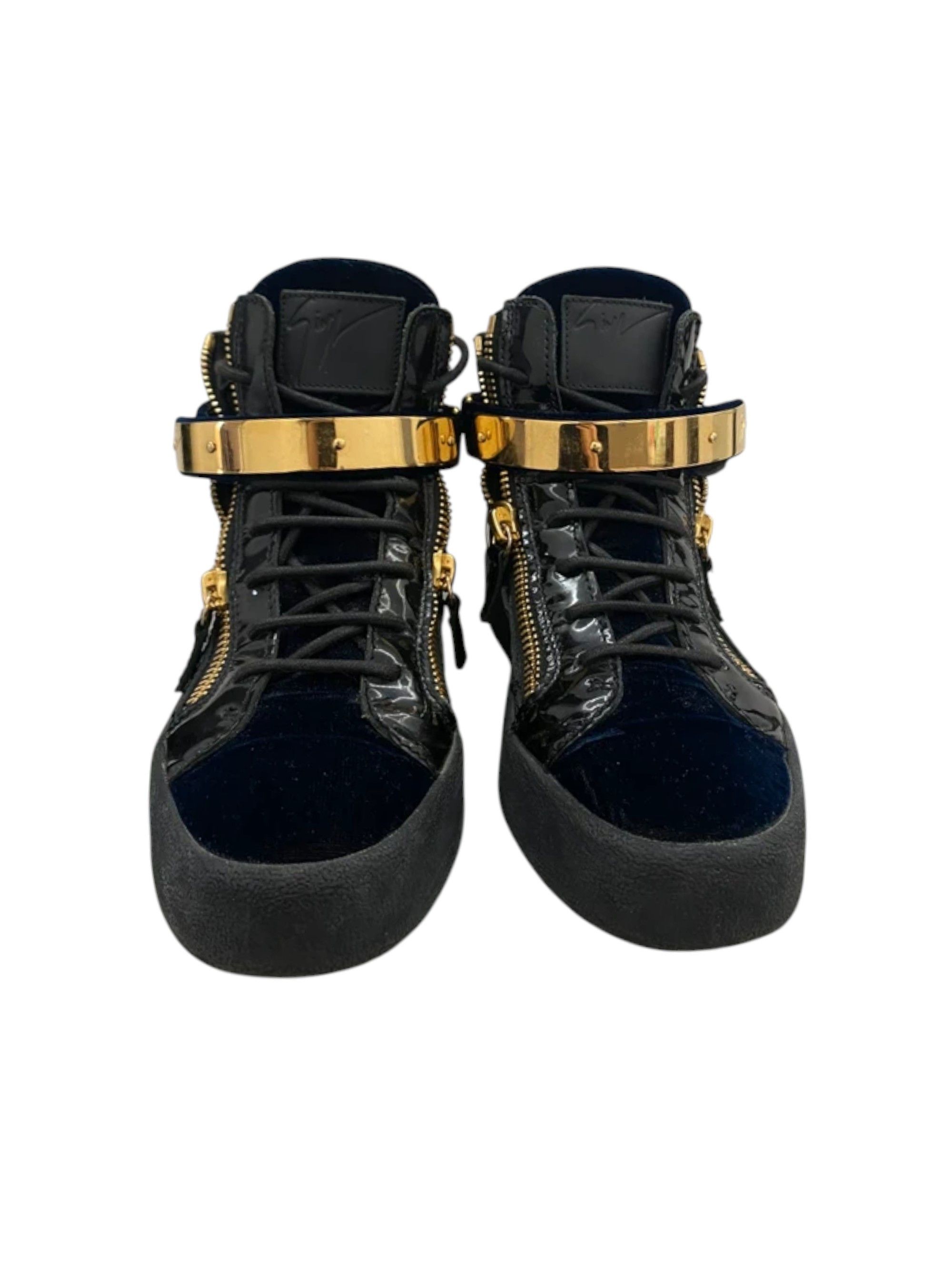 Giuseppe Zanotti Giuseppe Zanotti Black Velvet Strap Hi-Top, c. 2010s Size US 7 / IT 37 - 1 Thumbnail