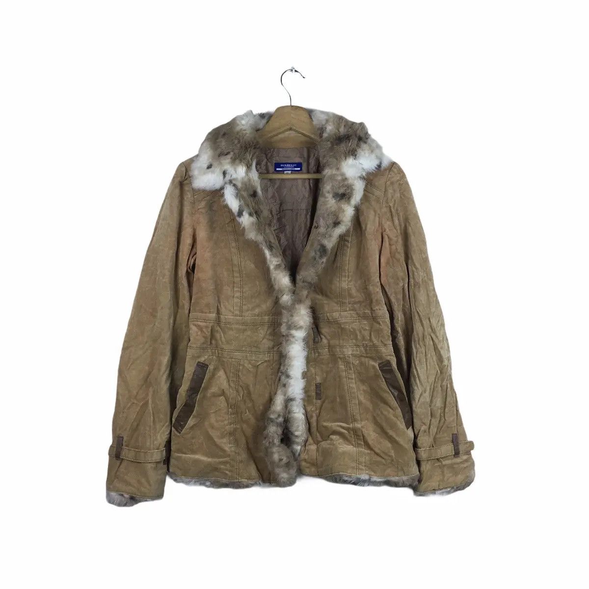 Vtg BURBERRY LONDON Shearling Winter Jacket Parka Trench