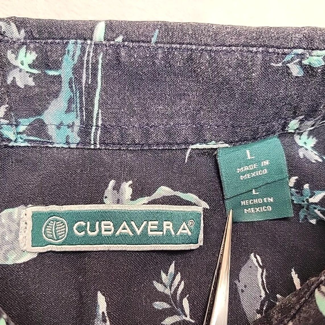 Cubavera Cubavera Shirt Mens Large Blue Hawaiian Pineapple Tropical Guayabera Rayon Button-Up Short Sleeve Collared Casual N/A Mens Size US L / EU 52-54 / 3 - 4 Thumbnail