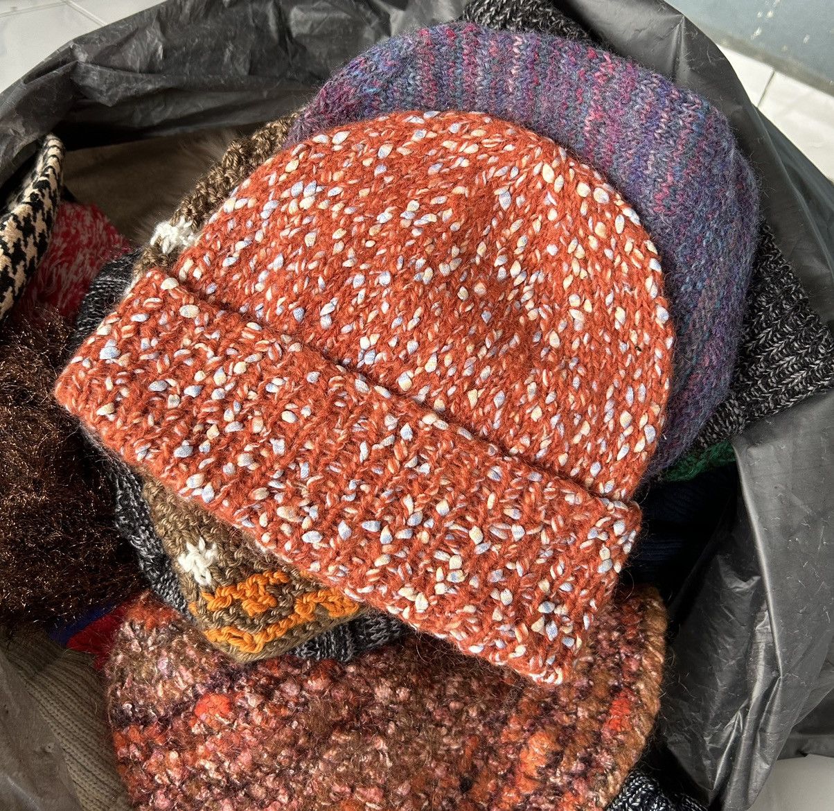 Japanese Brand × Kapital × Vintage Crochet Knitted Handmade Beanie Hats Rare Design ☠️☠️ Size ONE SIZE - 3 Thumbnail