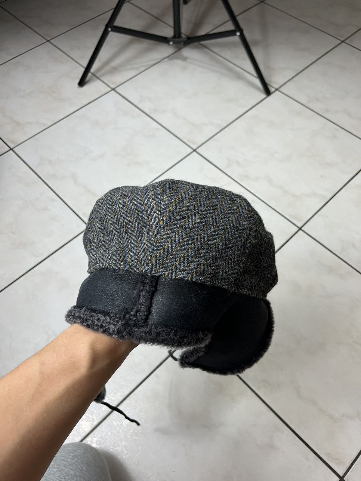 Designer × Harris Tweed × Vintage Bullani Harris Tweed wool winter insulated flat hat beret Size ONE SIZE - 5 Thumbnail