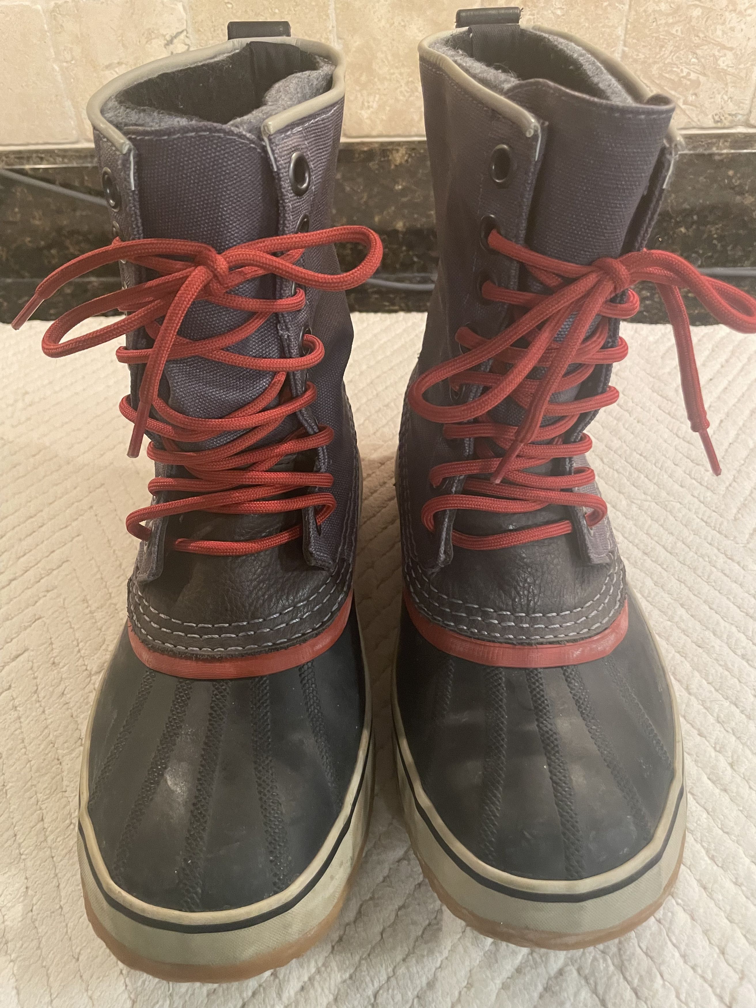 SOREL SOREL WINTER BOOTS - Grey/Red/Navy - Felt Lined - MENS Size US 8 / EU 41 - 6 Thumbnail