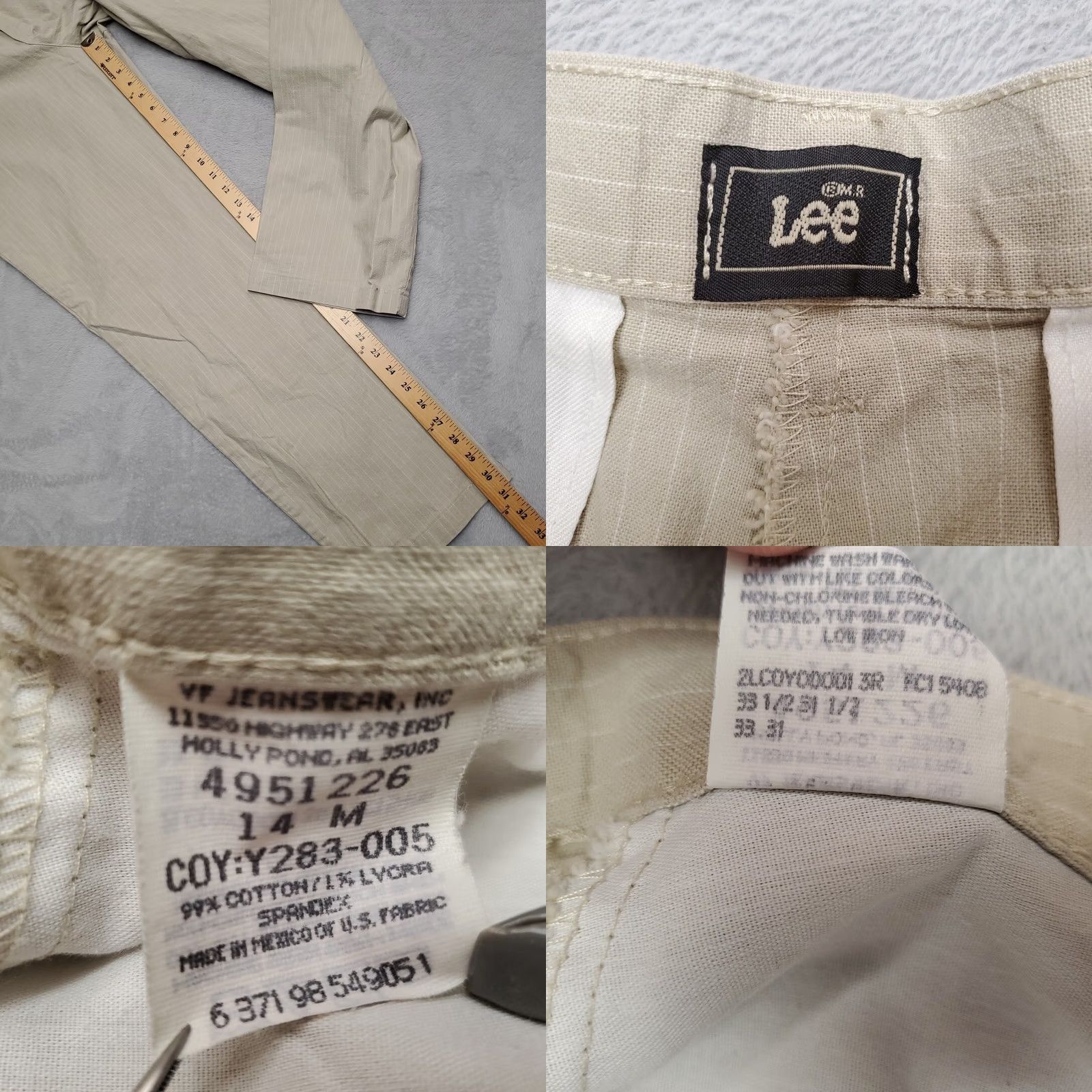 Lee VINTAGE Lee Pants Womens 14 M Beige Pin Striped Y2K 90s USA Fabric High Rise Pants Women 14 Beige Pin Striped High Rise Lee Size 36" / US 14 / IT 50 - 8 Thumbnail