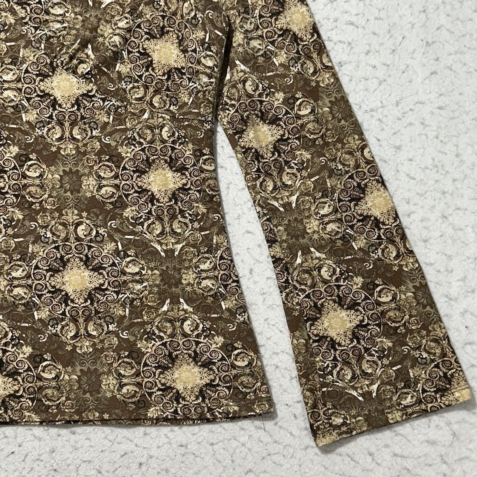 Other Axcess Medium Brown Paisley Floral Long Sleeve T Shirt Top Size M / US 6-8 / IT 42-44 - 5 Thumbnail