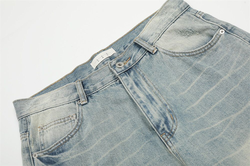Japanese Brand × Jean American street washed loose straight men's distressed jeans Size US 34 / EU 50 - 5 Thumbnail