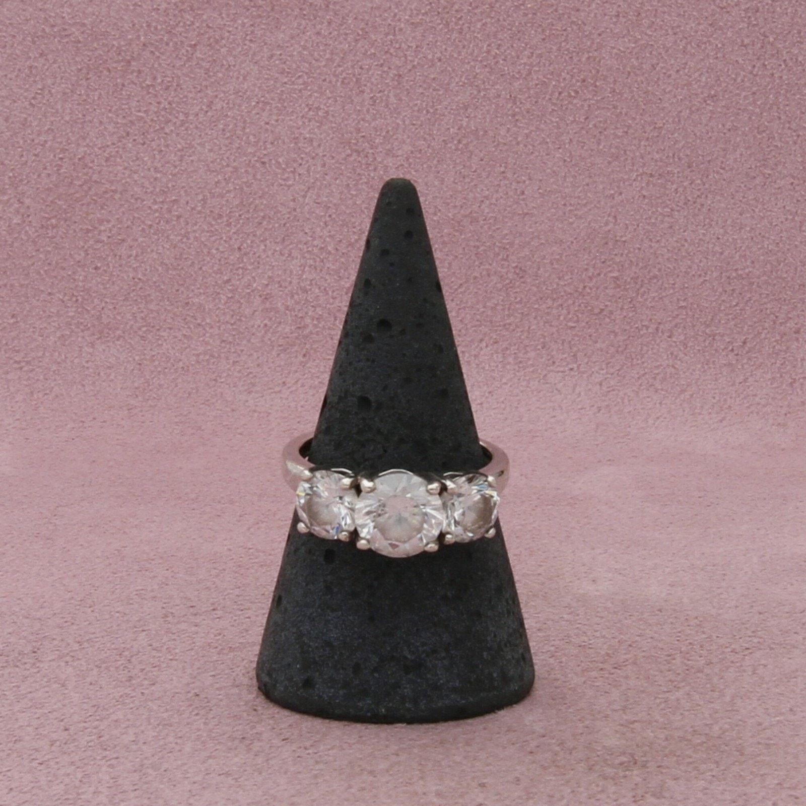 Sterling Silver sterling silver round-cut cz trio ring size 8 Size ONE SIZE - 3 Thumbnail