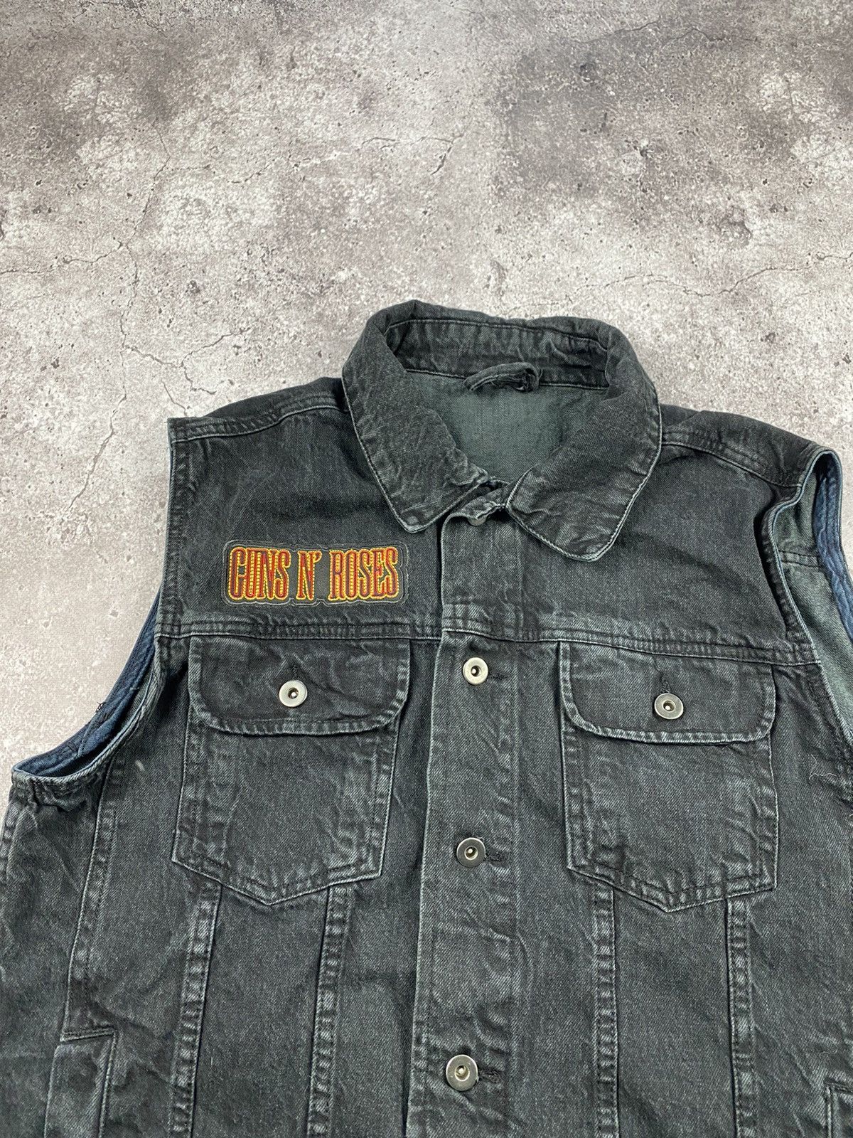 Band Tees × Vintage Vintage 90s Guns N Roses Denim Vest Metallica Pink Floyd Size US XL / EU 56 / 4 - 2 Thumbnail