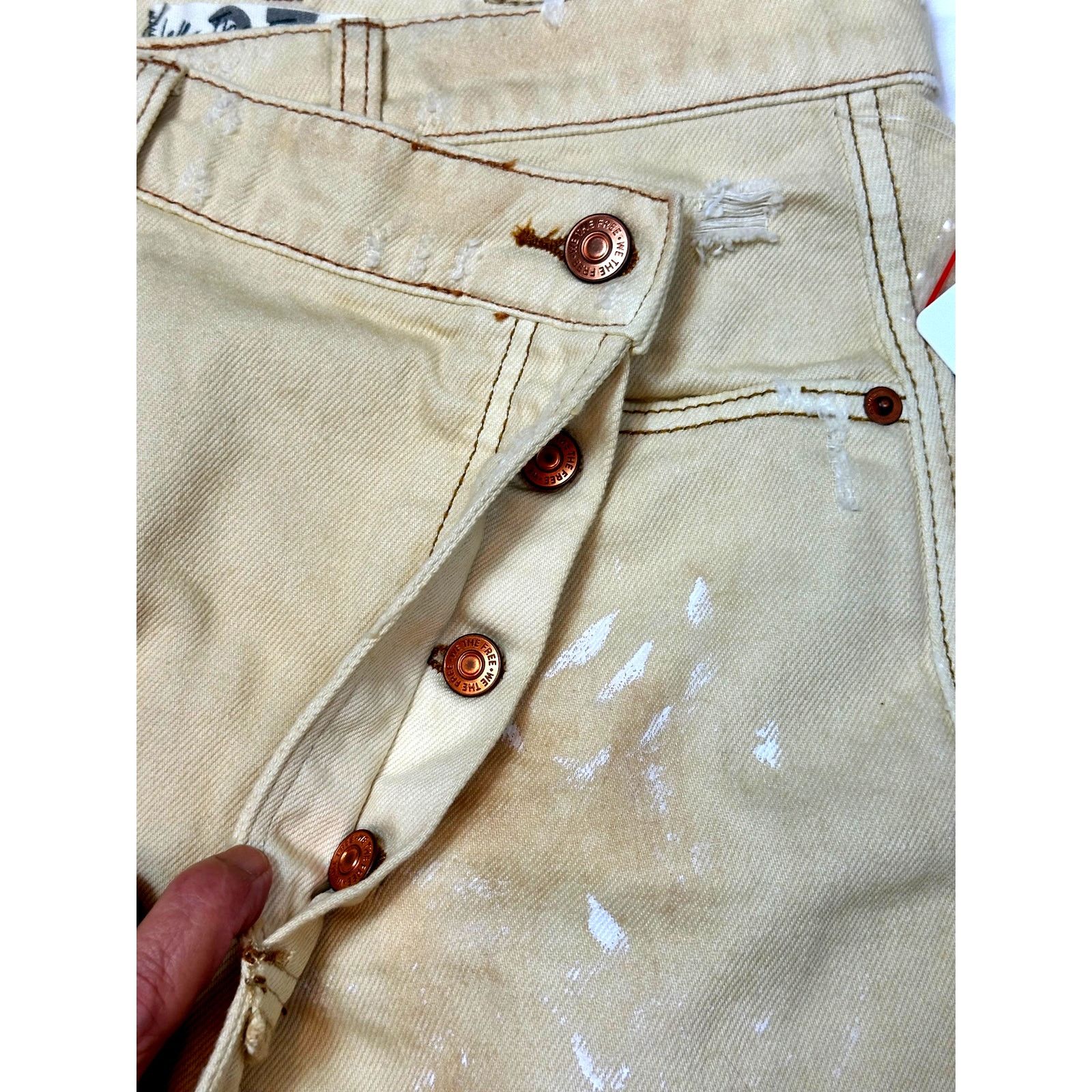 Free People Free People Parker Wrap Denim Mini Skirt Butter Cream 27 Size 27" / US 4 / IT 40 - 19 Thumbnail