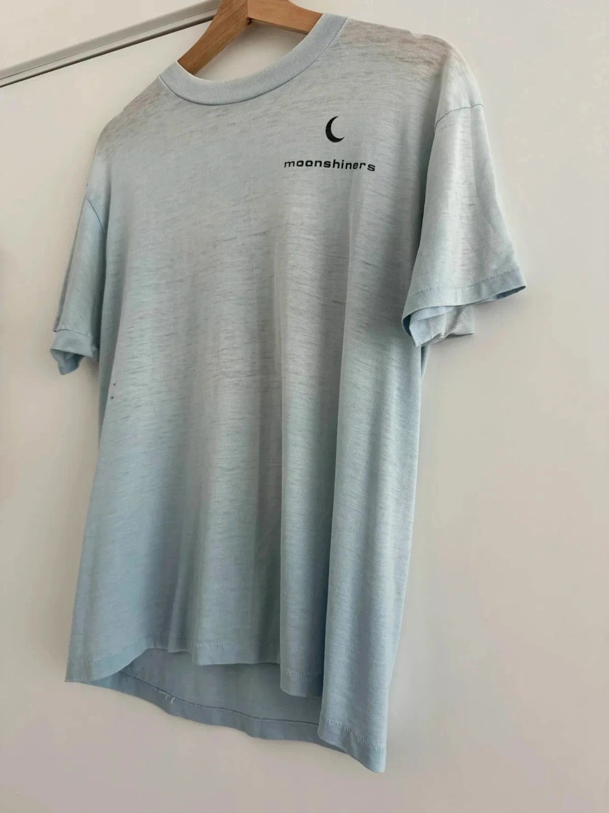 Vintage Vintage 80's "Moonshiners" Single Stitch Light Blue T-Shirt Size US L / EU 52-54 / 3 - 4 Thumbnail