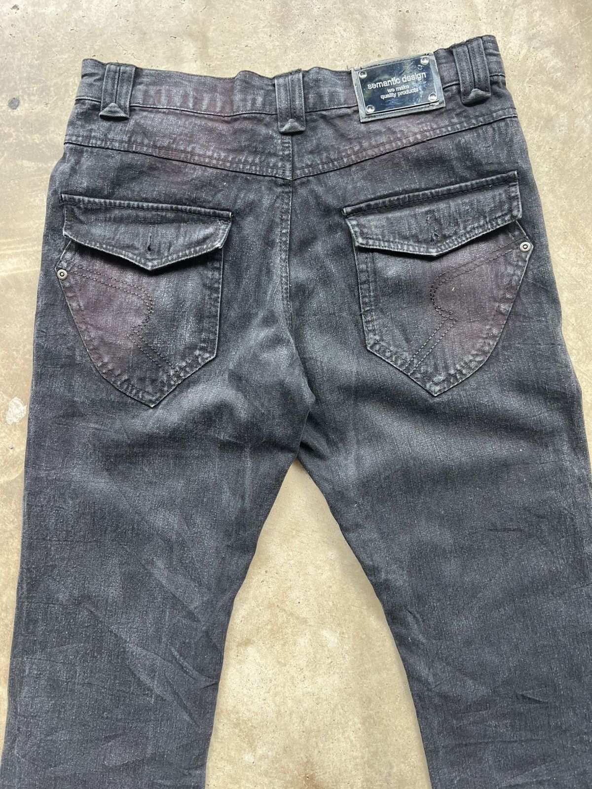 semanticdesign 2000’s Semantic Design Punk Skull Flared Jeans Wax Style Size US 31 - 17 Thumbnail