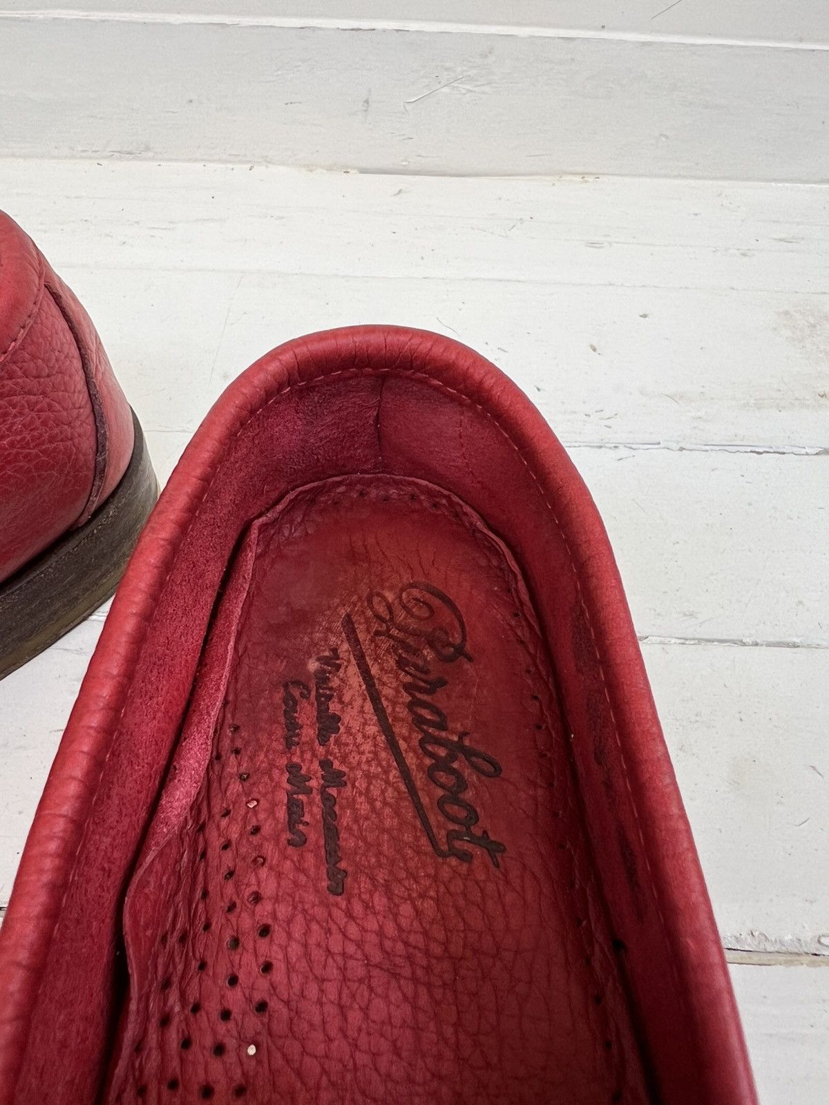 Paraboot Paraboot Veritable Mocassin Red Leather Boat Shoe Size US 7 / IT 37 - 16 Thumbnail