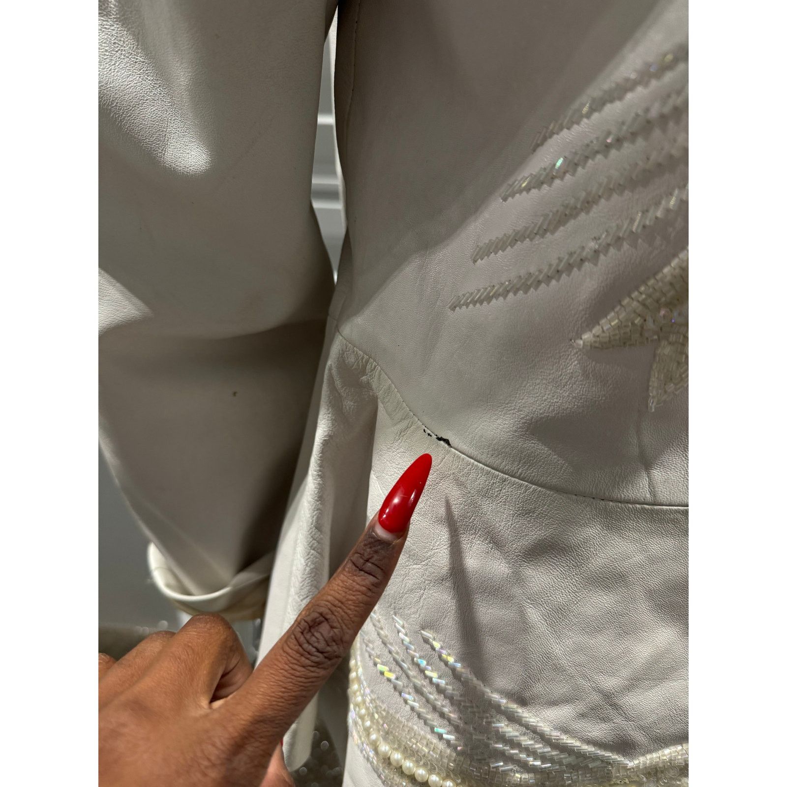 Vintage White leather blazer Size XL / US 12-14 / IT 48-50 - 4 Thumbnail