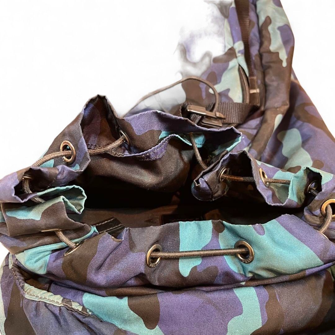 Prada Prada - Camo Backpack Rucksack Blue Navy Nylon Triangle Logo Size ONE SIZE - 9 Thumbnail