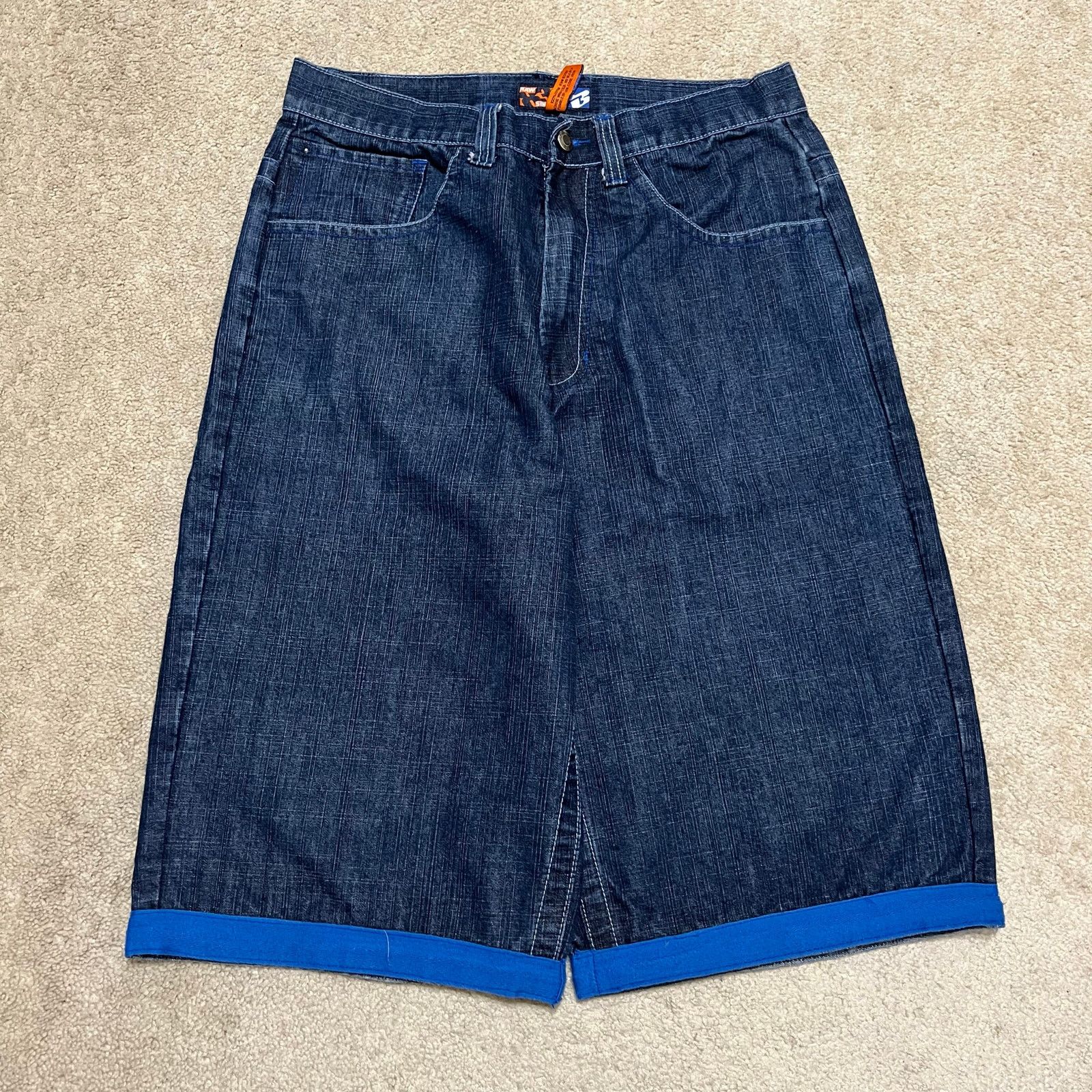 Other Raw Blue Y2K Baggy Skater Embroidered Blue Extension Jort 34 Size US 34 / EU 50 - 2 Thumbnail