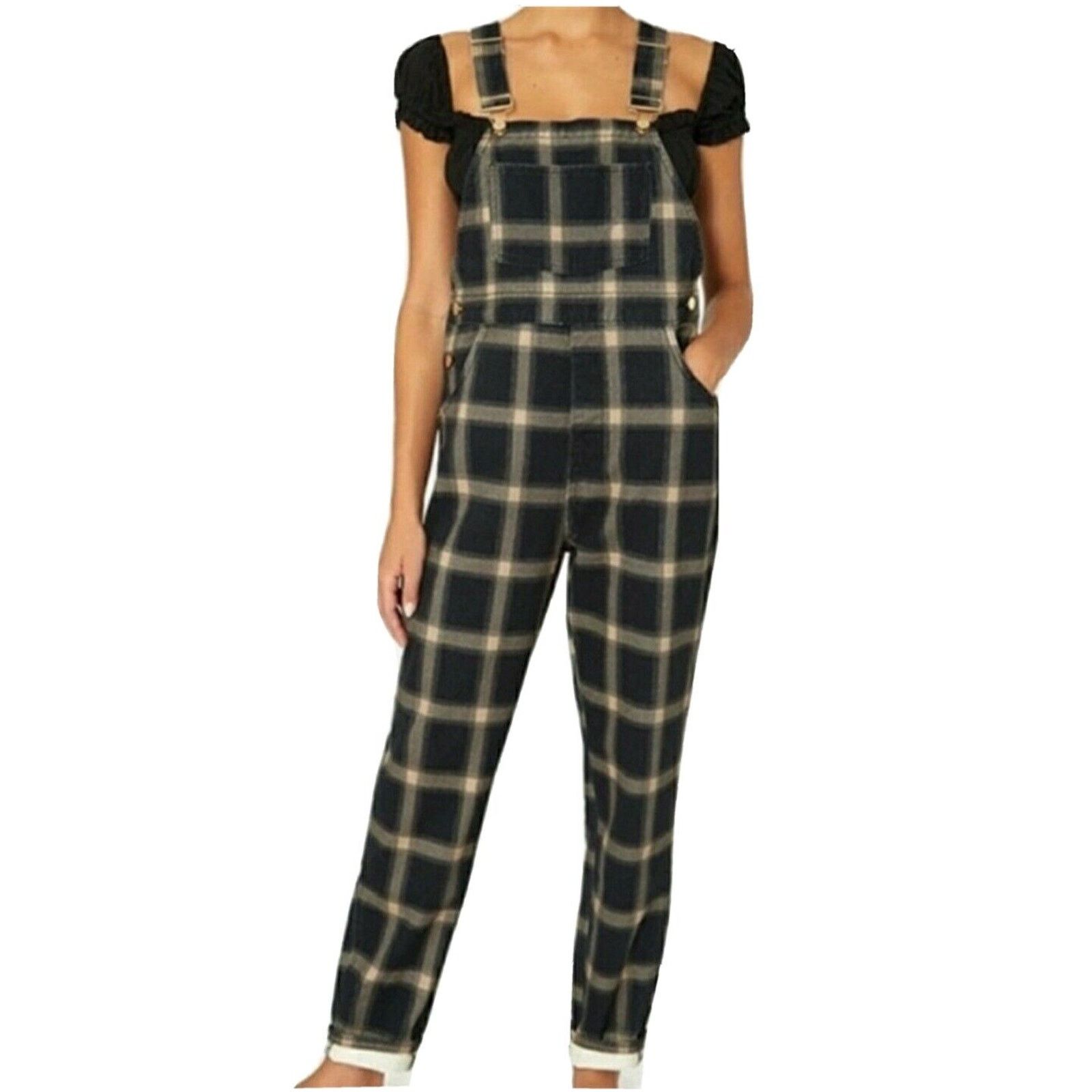 Vintage Danielle Bernstein x We Wore What Plaid Overalls Boyfriend S Size 32" / US 10 / IT 46 - 2 Thumbnail
