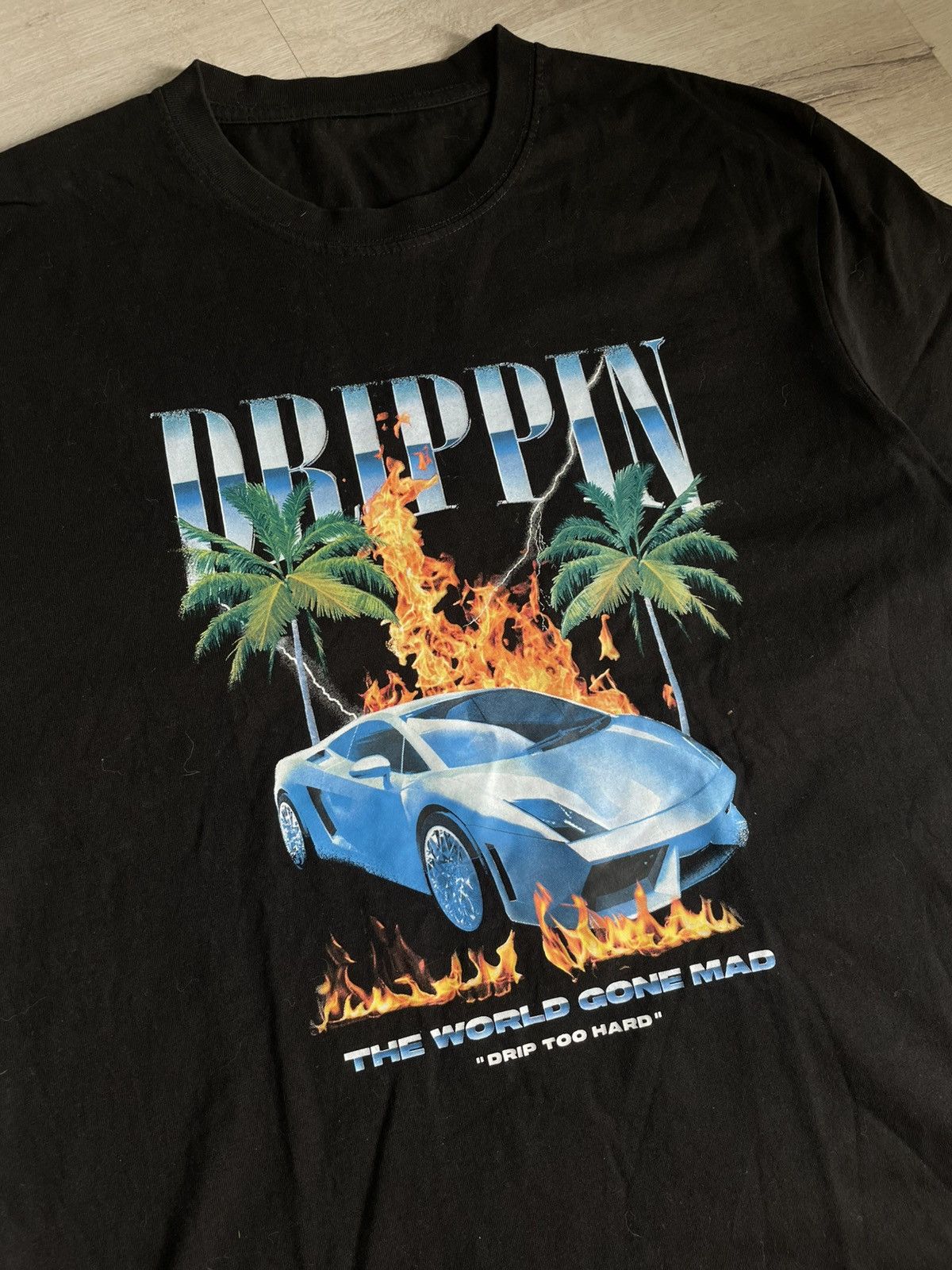 Lamborghini × Rap Tees Drippin Fire Tee Drip Too Hard Rap T-shirt Size US L / EU 52-54 / 3 - 5 Thumbnail