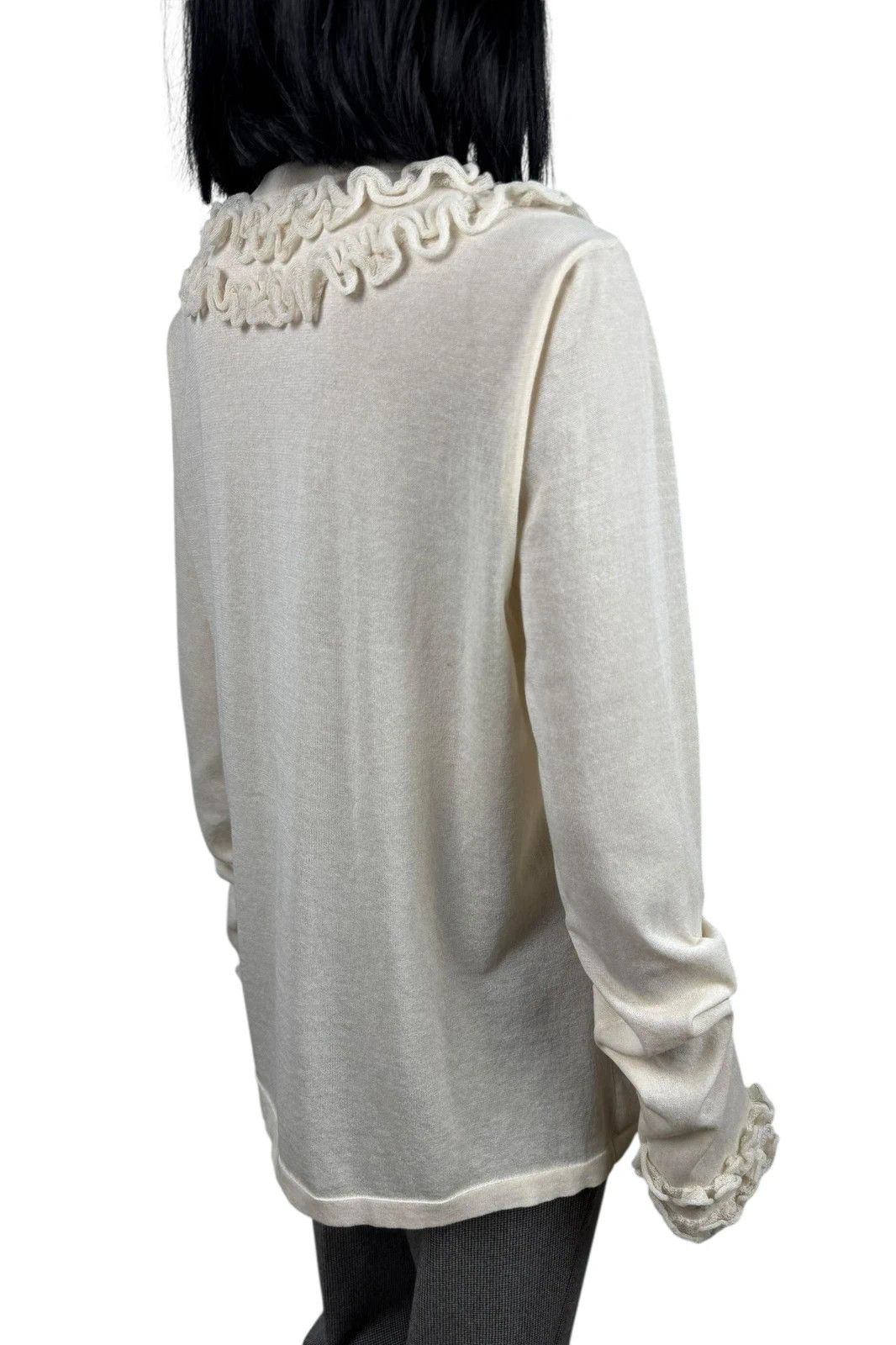 Wolford Wolford Ruffle Cardigan Cream Cotton Polyamide size M Size M / US 6-8 / IT 42-44 - 9 Thumbnail