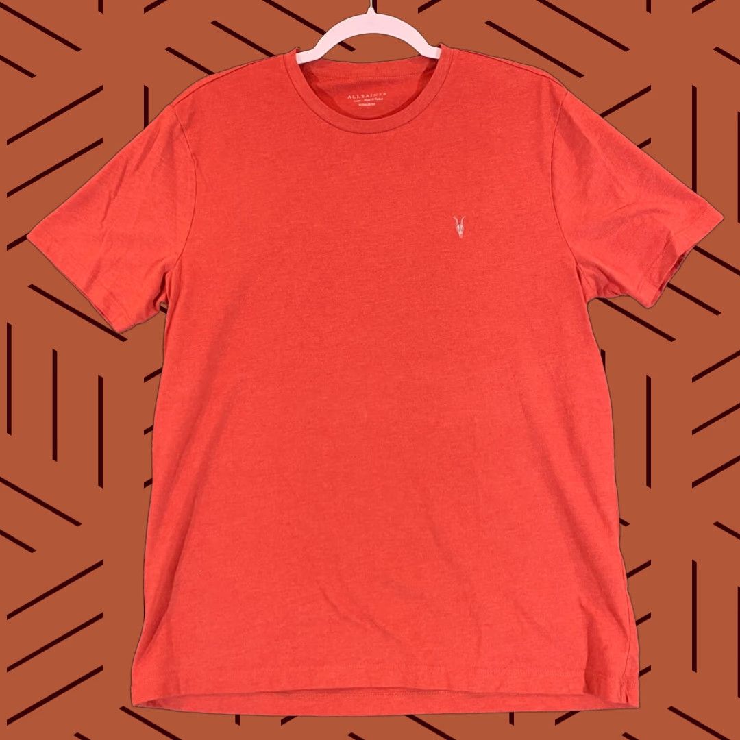 Allsaints VINTAGE Allsaints Shirt Mens Large Orange Tee Short Sleeve Logo Designer Casual Size US L / EU 52-54 / 3 - 1 Thumbnail