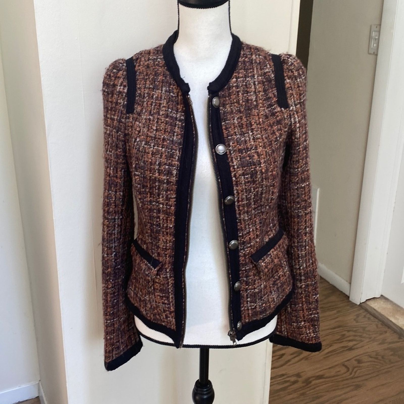 Free People Free People Tweed Zip Up Jacket Size 2 Size XS / US 0-2 / IT 36-38 - 2 Thumbnail