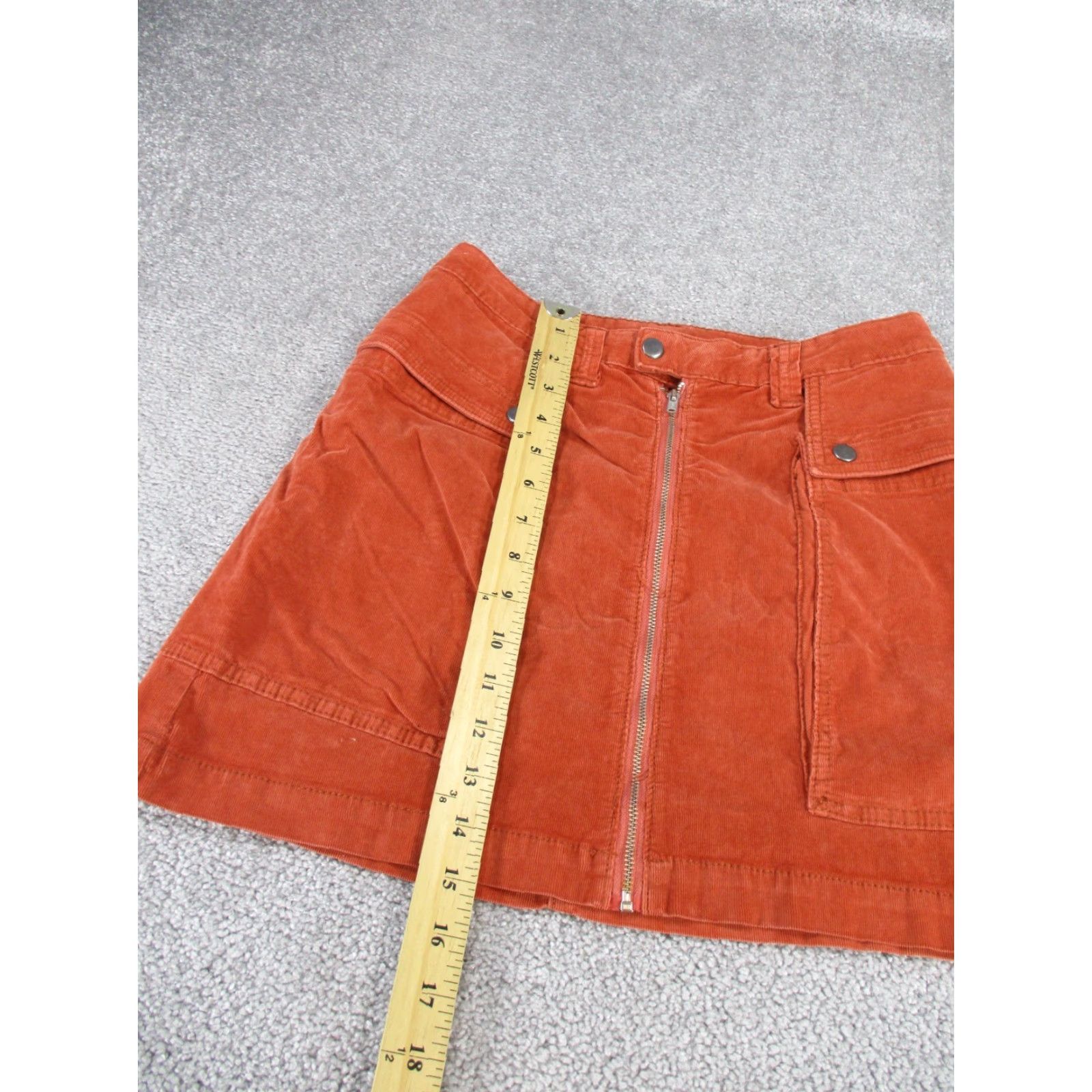 Free People VINTAGE Free People Mini Skirt Womens 8 Red Orange Corduroy A Line Zip Front NEW Size 30" / US 8 / IT 44 - 2 Thumbnail