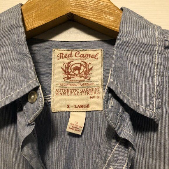 Other Red camel men's new blue cotton casual shirt size: XL Size US XL / EU 56 / 4 - 3 Thumbnail