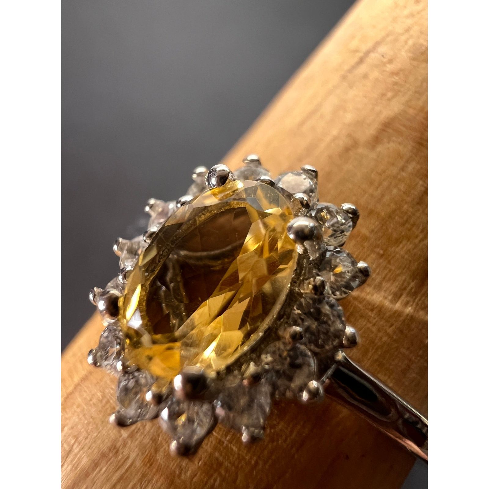 Other NEW Citrine zircon ring in platinum over sterling size 9 Size ONE SIZE - 2 Thumbnail