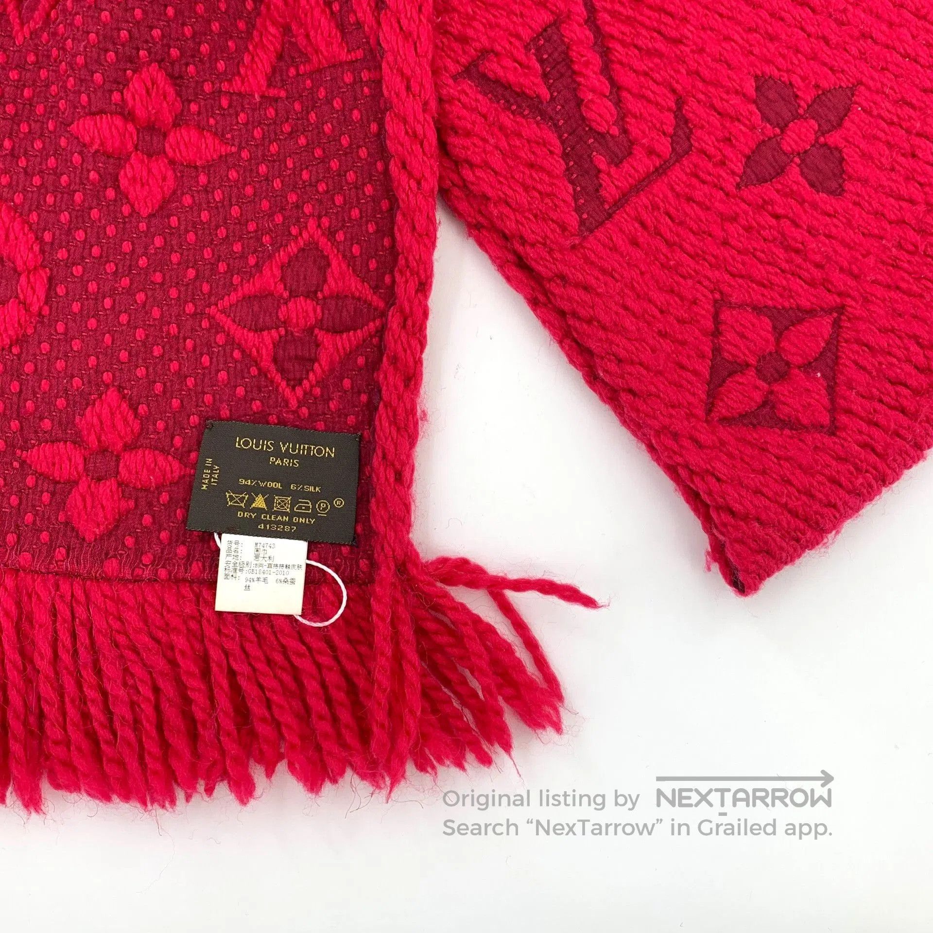 Louis Vuitton Louis Vuitton Red Logo Wool Fringed Scarf. Size ONE SIZE - 6 Thumbnail