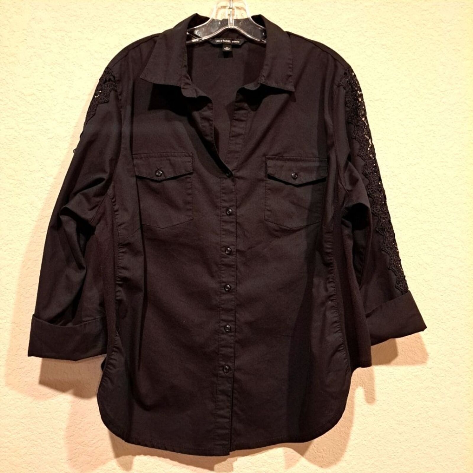 Other Zac & Rachel Woman black plus-size top blouse crochet sz 2X Size 3XL / US 20-22 - 1 Thumbnail