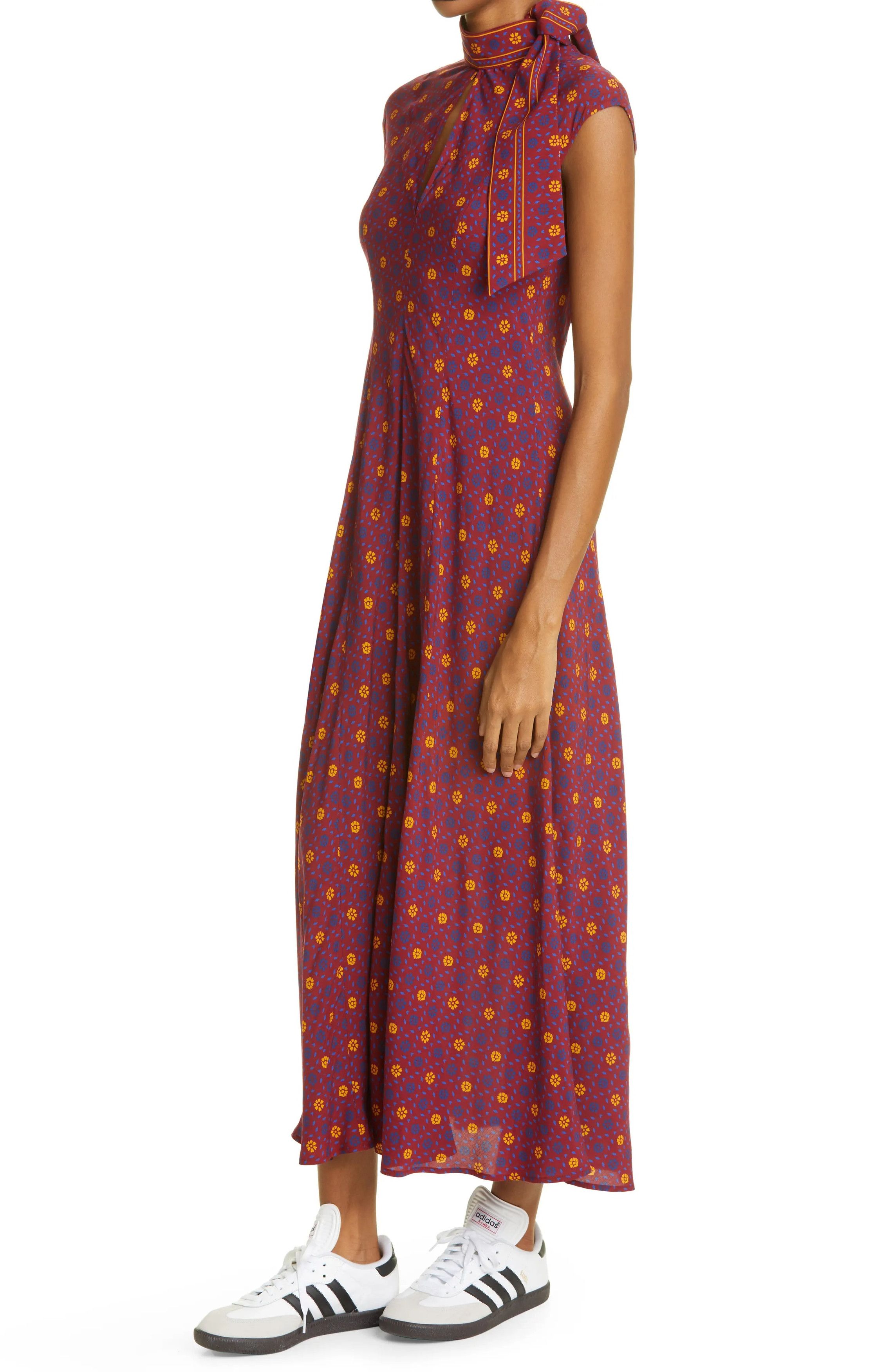 Wales Bonner $1040 Wales Bonner Madras Floral Print Tie-Neck Midi Dress Size XS / US 0-2 / IT 36-38 - 5 Thumbnail