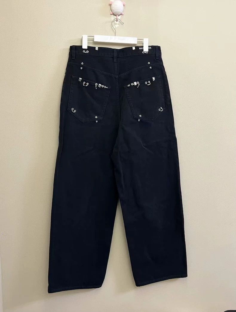 Balenciaga BALENCIAGA Black Metal Pierced Full Logo Jeans M Waist 4 Size US 31 - 5 Thumbnail