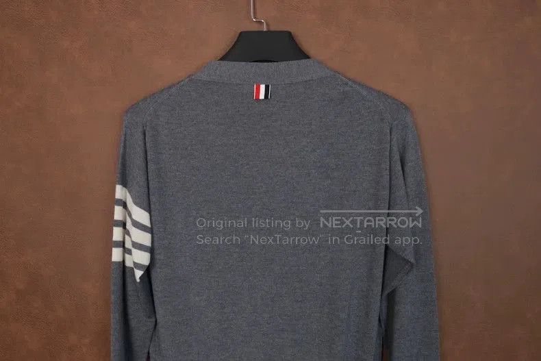 Thom Browne Thom Browne Gray Wool Cardigan with Stripes. Size US M / EU 48-50 / 2 - 4 Thumbnail