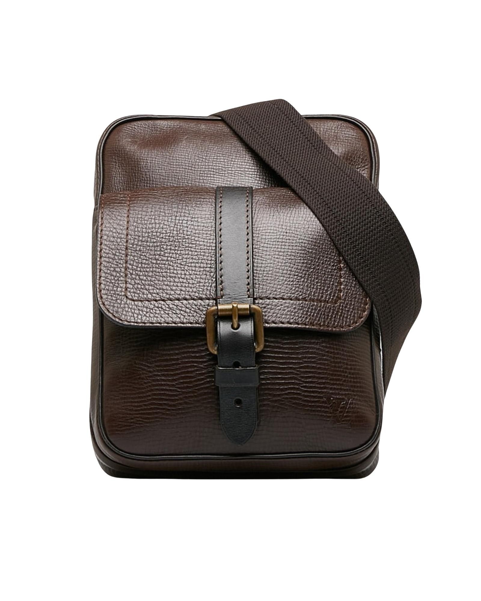 image of Louis Vuitton Stylish Brown Leather Shoulder Bag With Zipper Closure, Women's