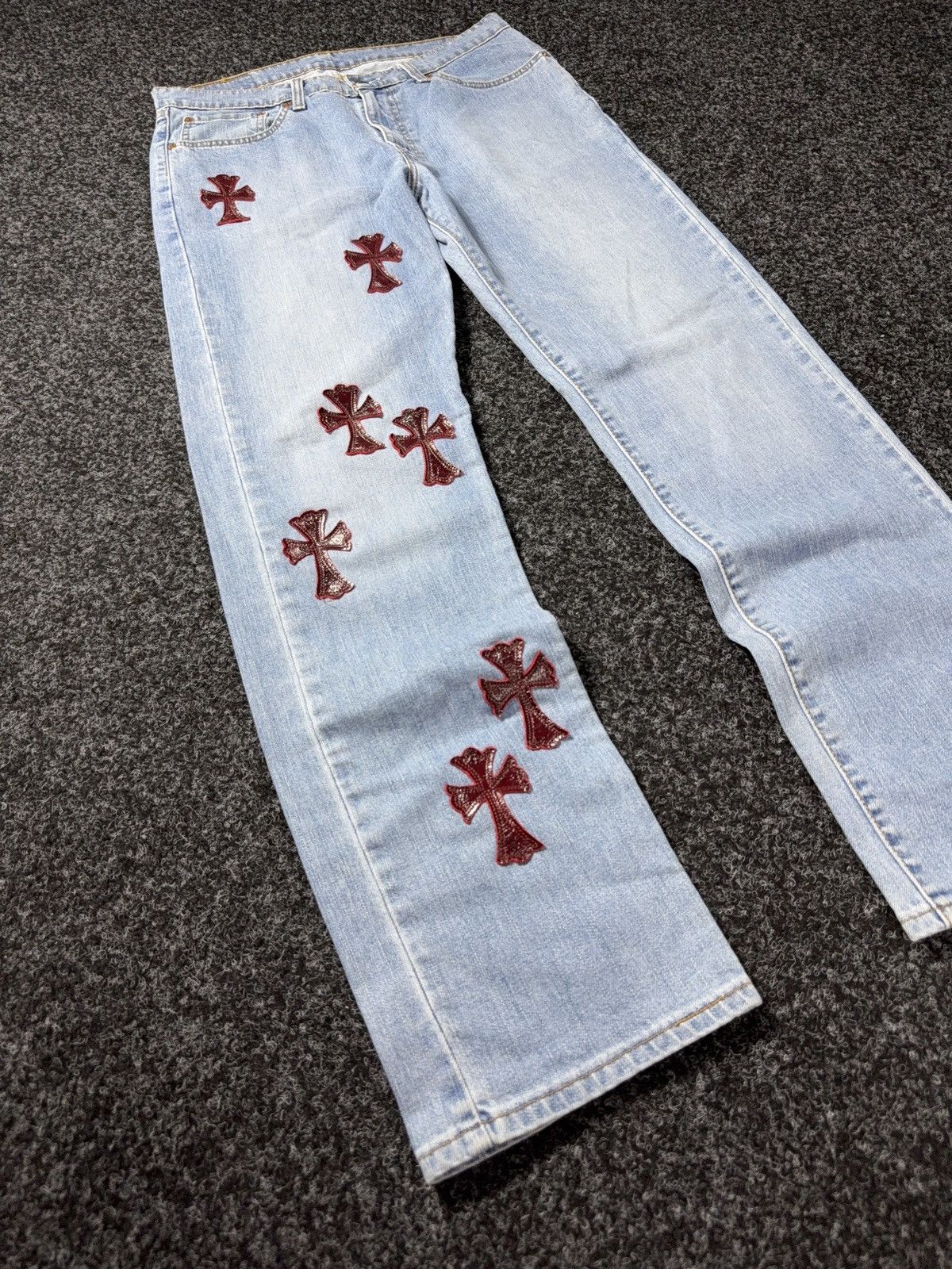 Levi's Vintage Clothing Vintage 90s Custom Chrome Hearts Style Rock Cross Punk Jeans Size US 33 - 2 Thumbnail