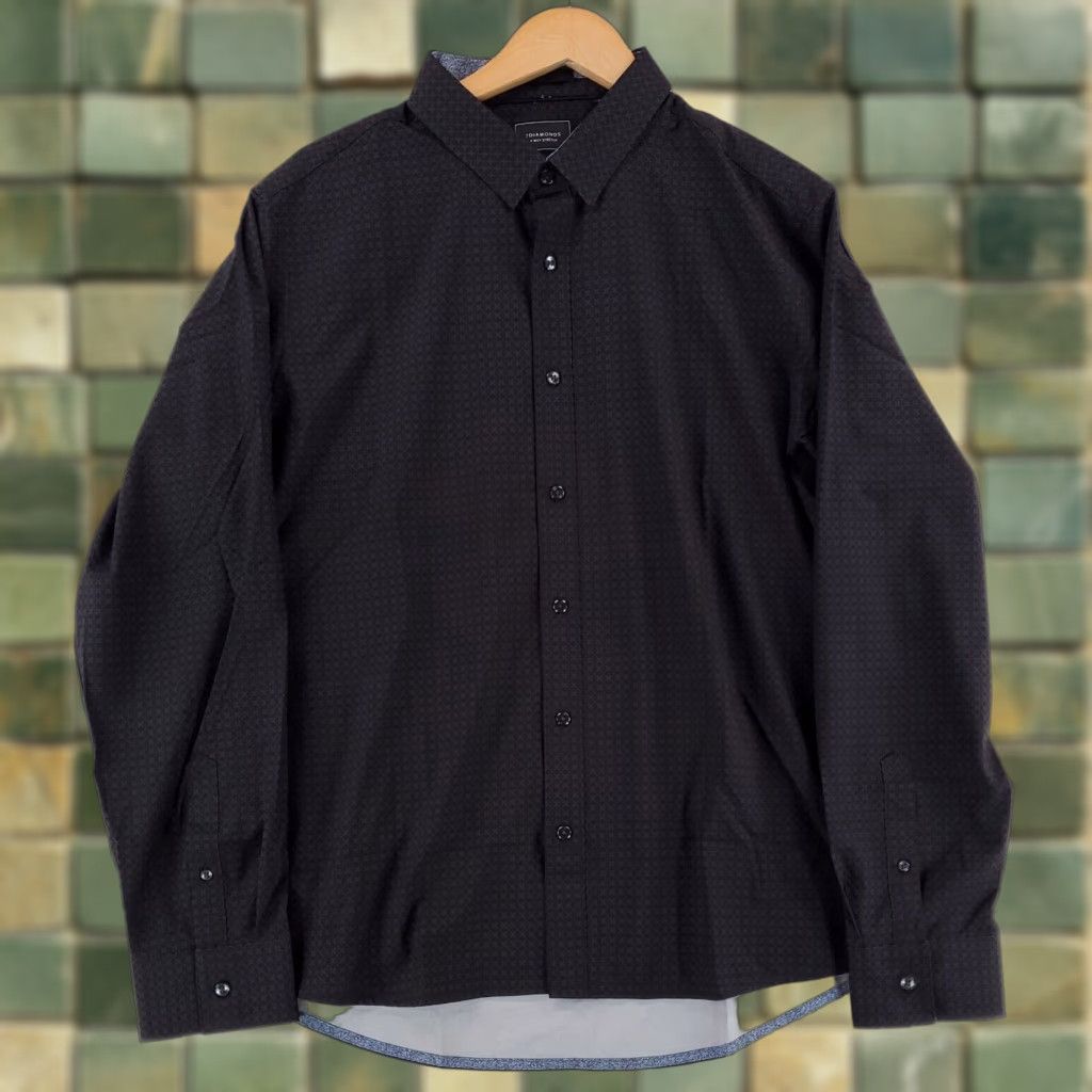 Vintage 7 Diamonds Button-Down Shirt 4 Way Stretch Patterned Black XL Mens Size US XL / EU 56 / 4 - 1 Thumbnail