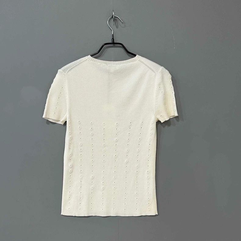 Chanel Chanel White logo hollow knitted short sleeves Size XXS / US 00 / IT 34 - 4 Thumbnail