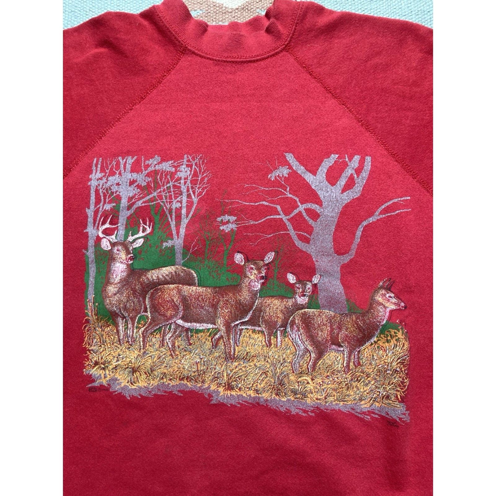 Vintage VINTAGE 90s crewneck sweatshirt deer animals nature raglan pullover boxy large shirt Mens Size US L / EU 52-54 / 3 - 2 Thumbnail