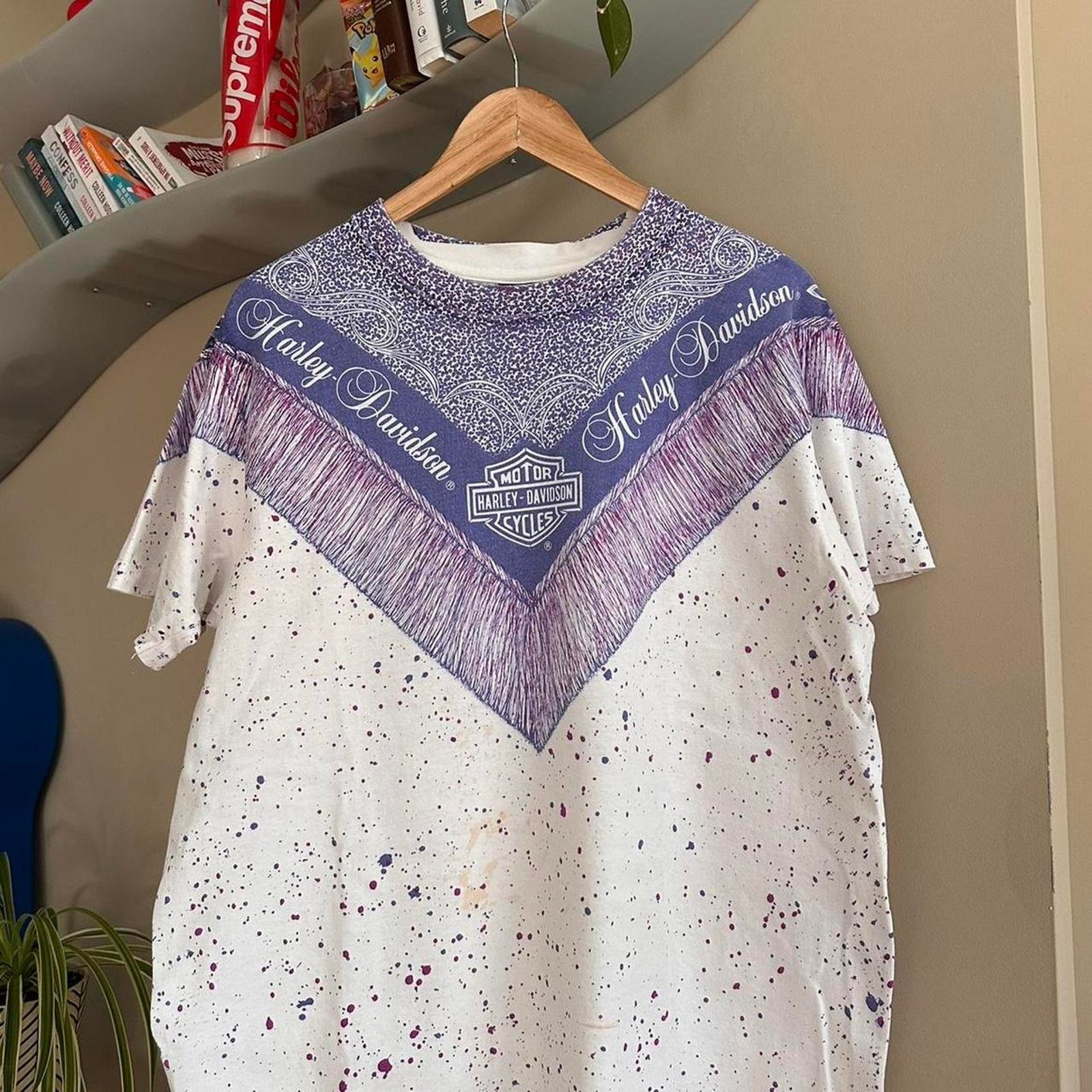 Harley Davidson × Vintage Vintage Harley Davidson Paint Splatter Shirt Size US XL / EU 56 / 4 - 2 Thumbnail