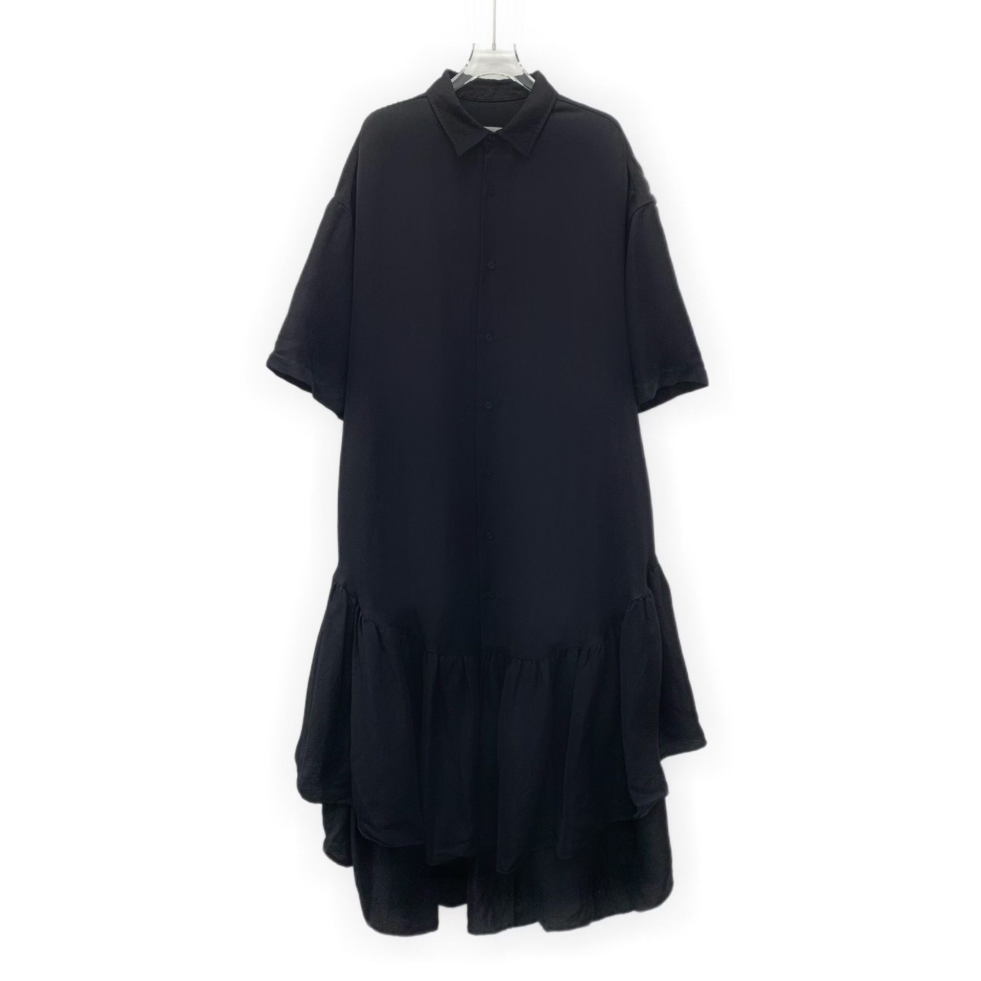 AMI Ami Black Lapel Short Sleeve Irregular Hem Dress Size XS / US 0-2 / IT 36-38 - 1 Thumbnail