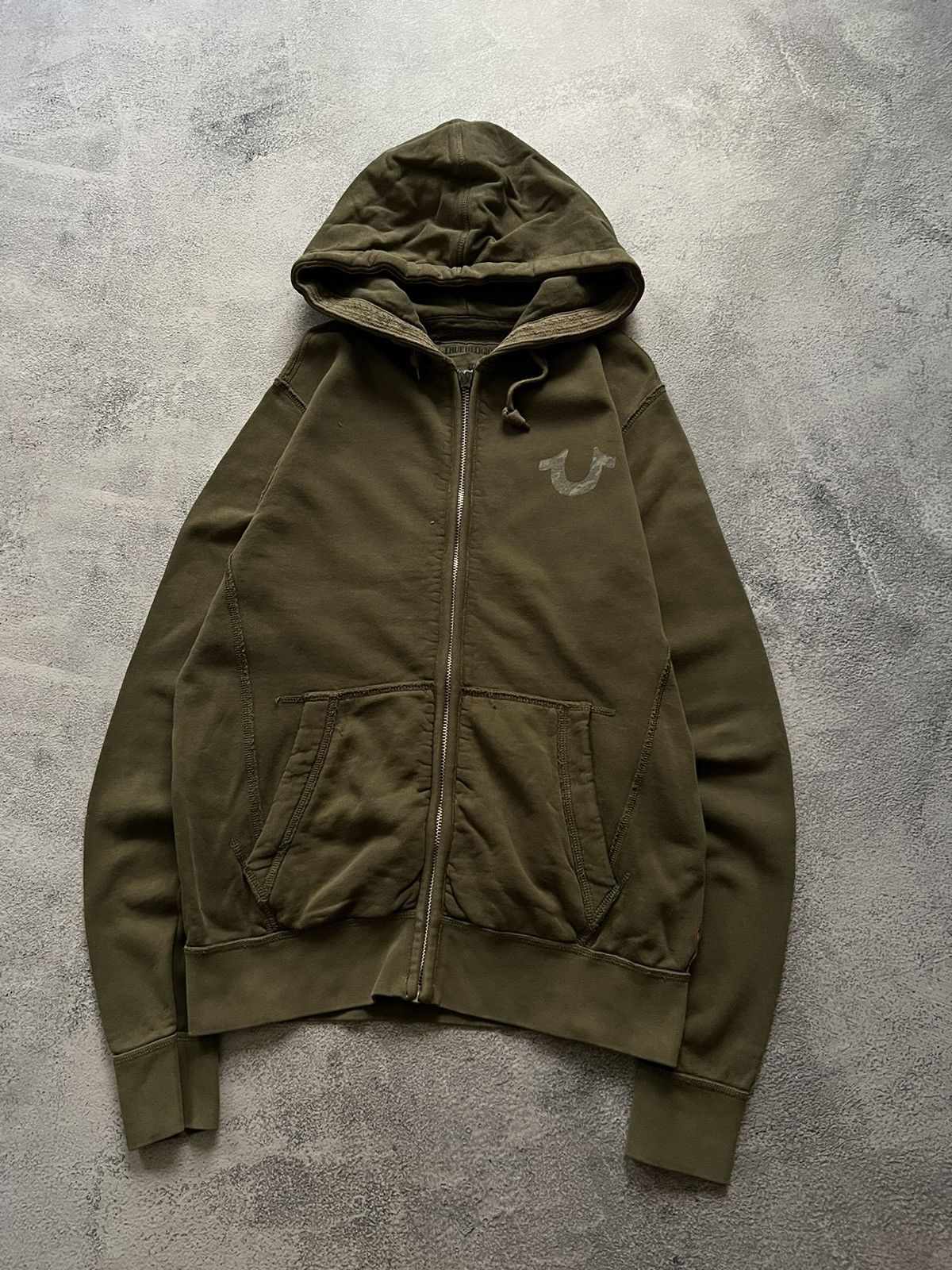 Streetwear True Religion Vintage Vintage Y2k True Religion Zip Hoodie Olive 00 s Grailed