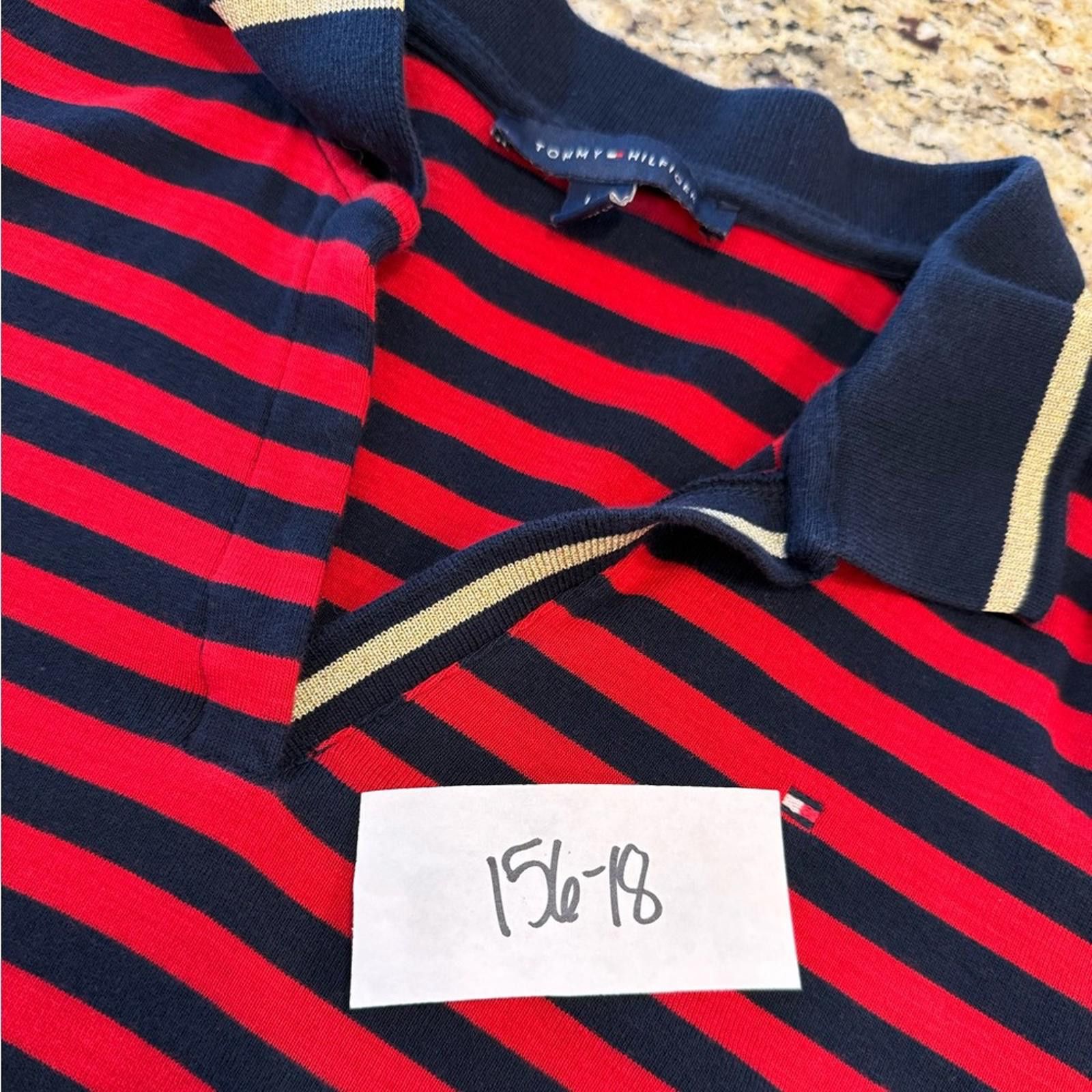 Tommy Hilfiger Tommy Hilfiger Henley navy red stripes gold trim SZ LG Size L / US 10 / IT 46 - 11 Thumbnail