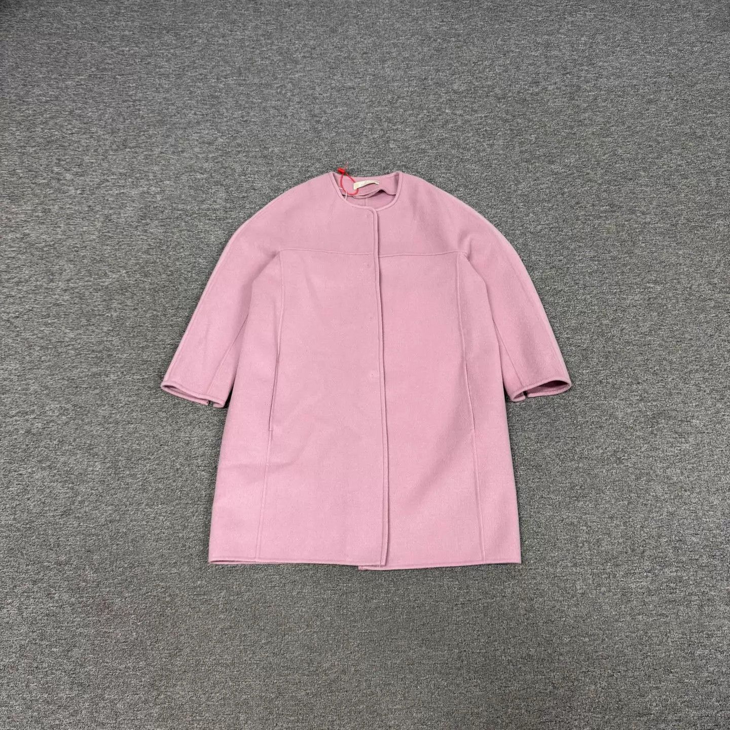 Max Mara Max Mara Pink Collarless Mid-Length Wool Coat 99 New Size S / US 4 / IT 40 - 1 Thumbnail