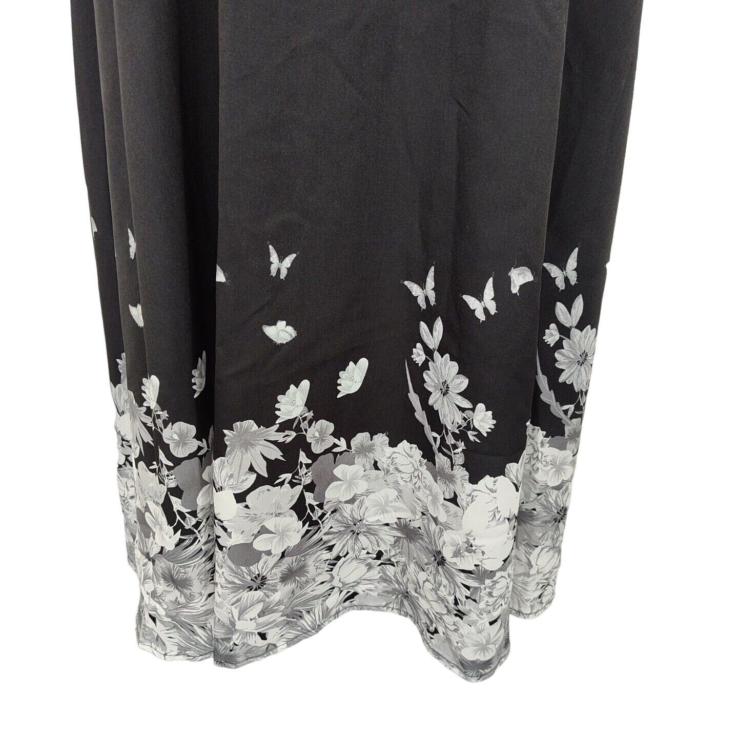 Other Hekka Black Grey Floral A-line V-neck Dress Women Size M Sho Size M / US 6-8 / IT 42-44 - 3 Thumbnail