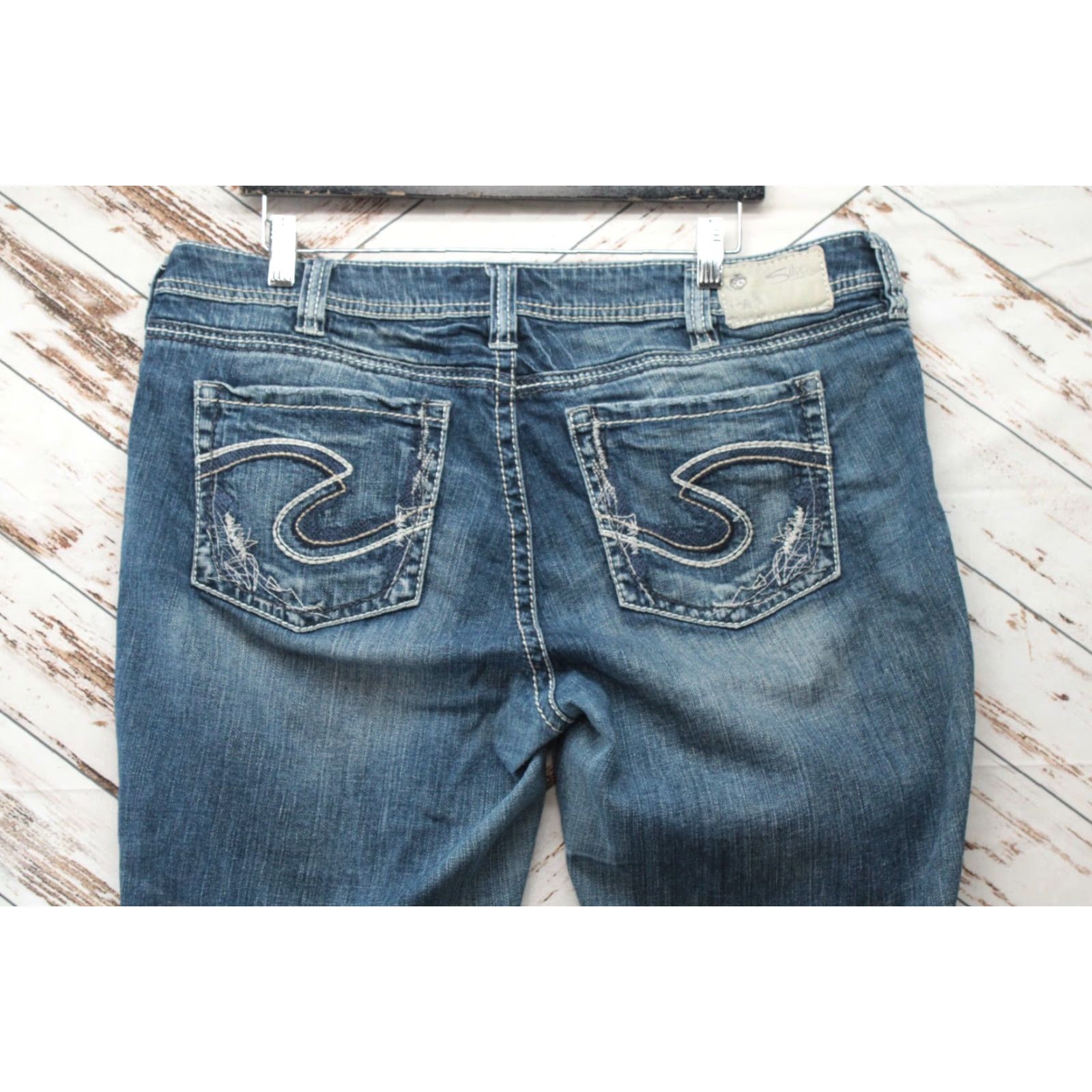 Silver Jeans Co. Silver Aiko Bootcut Jeans Women's 16 Blue Mid-Rise Embroidered Cowgirl Size 38" / US 16 / IT 52 - 5 Thumbnail