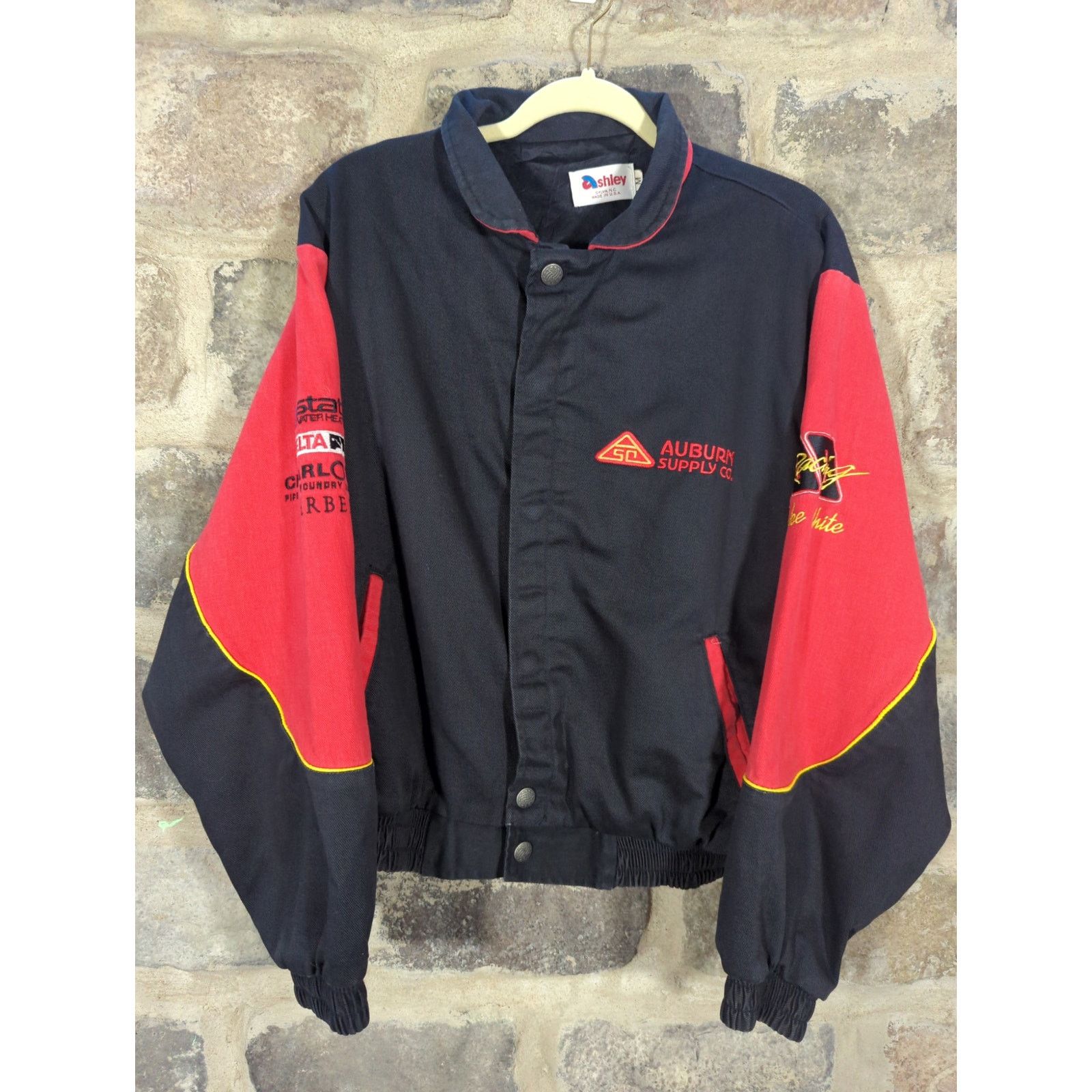 NASCAR Ashley Jacket Mike White Racing Red Black NASCAR Lined Snap ...