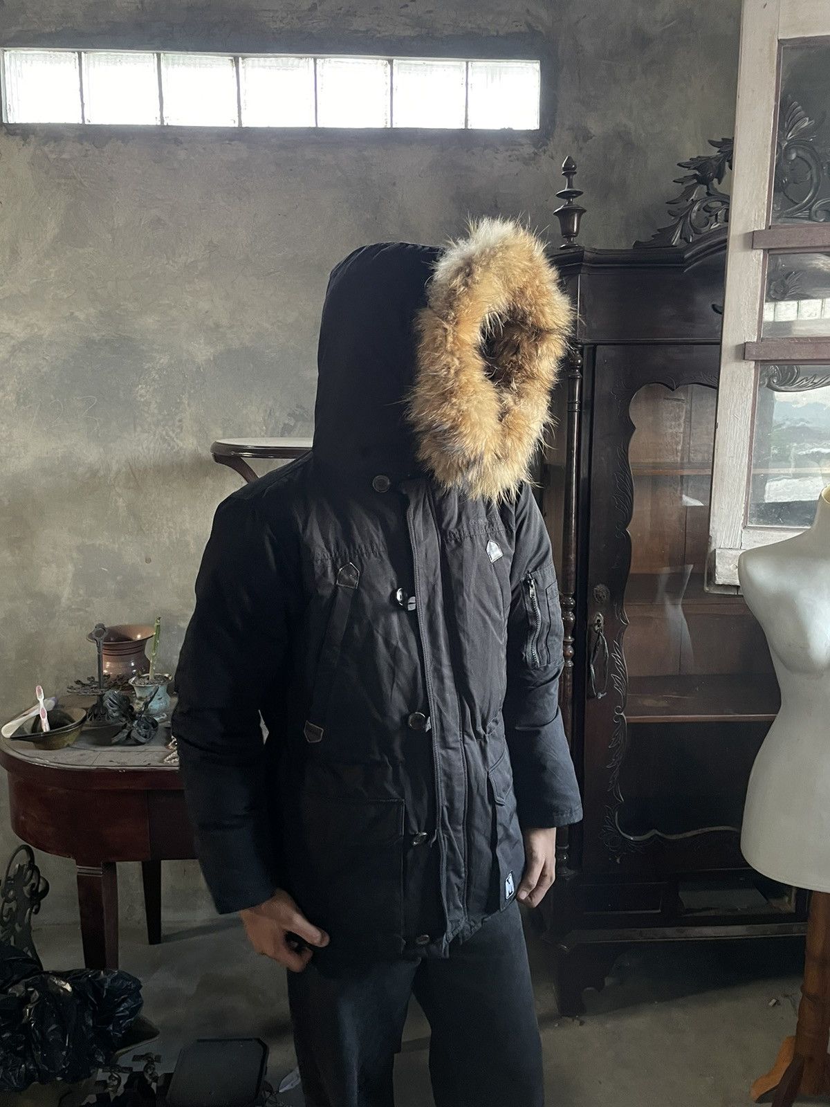 Japanese Brand 2000’s PlayMonsters - Fur Down Jacket Parkas Black Size US L / EU 52-54 / 3 - 4 Thumbnail