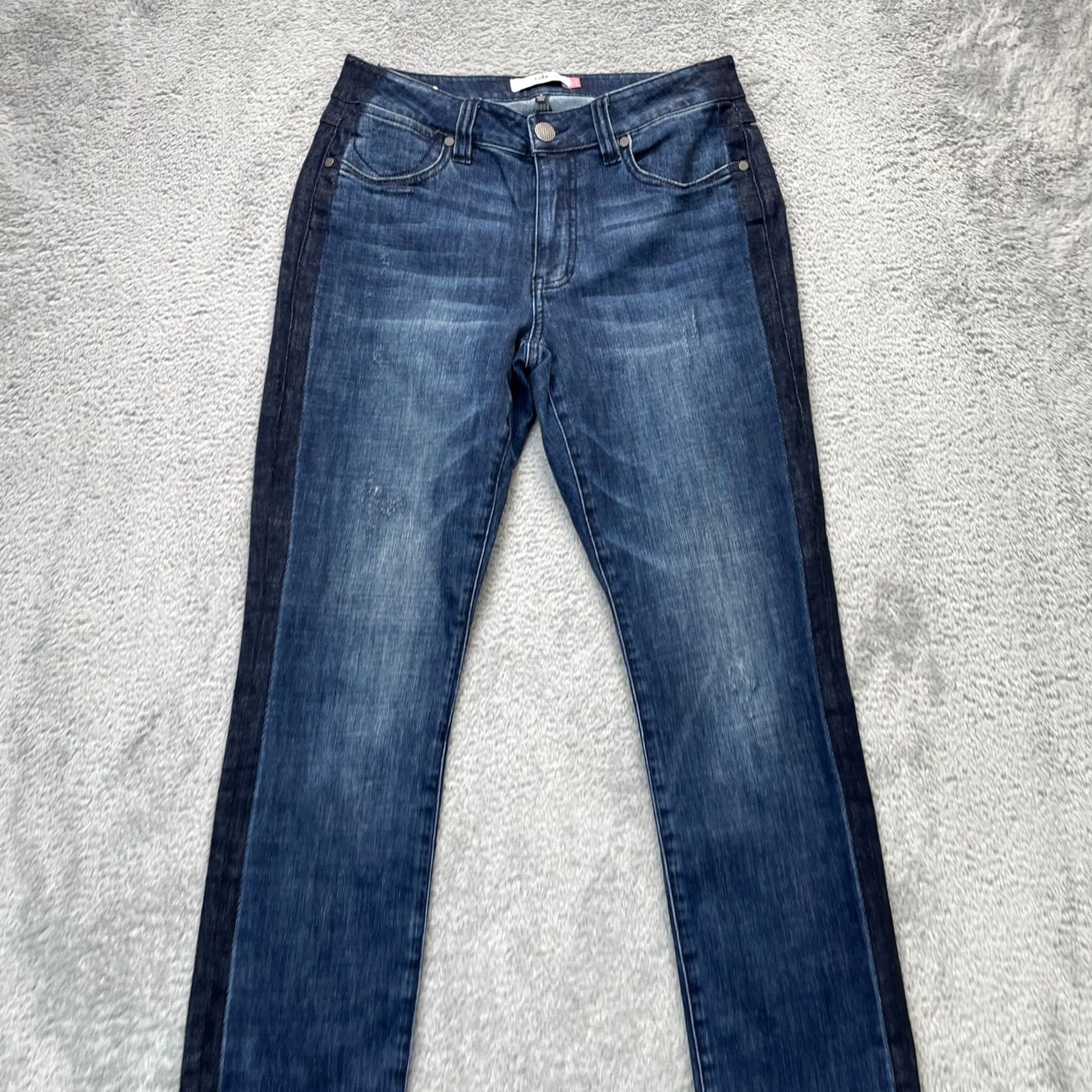 Vintage Cabi Jeans Womens 6 Blue High Rise Straight Leg Striped Denim Cotton Stretch Size 30" / US 8 / IT 44 - 6 Thumbnail