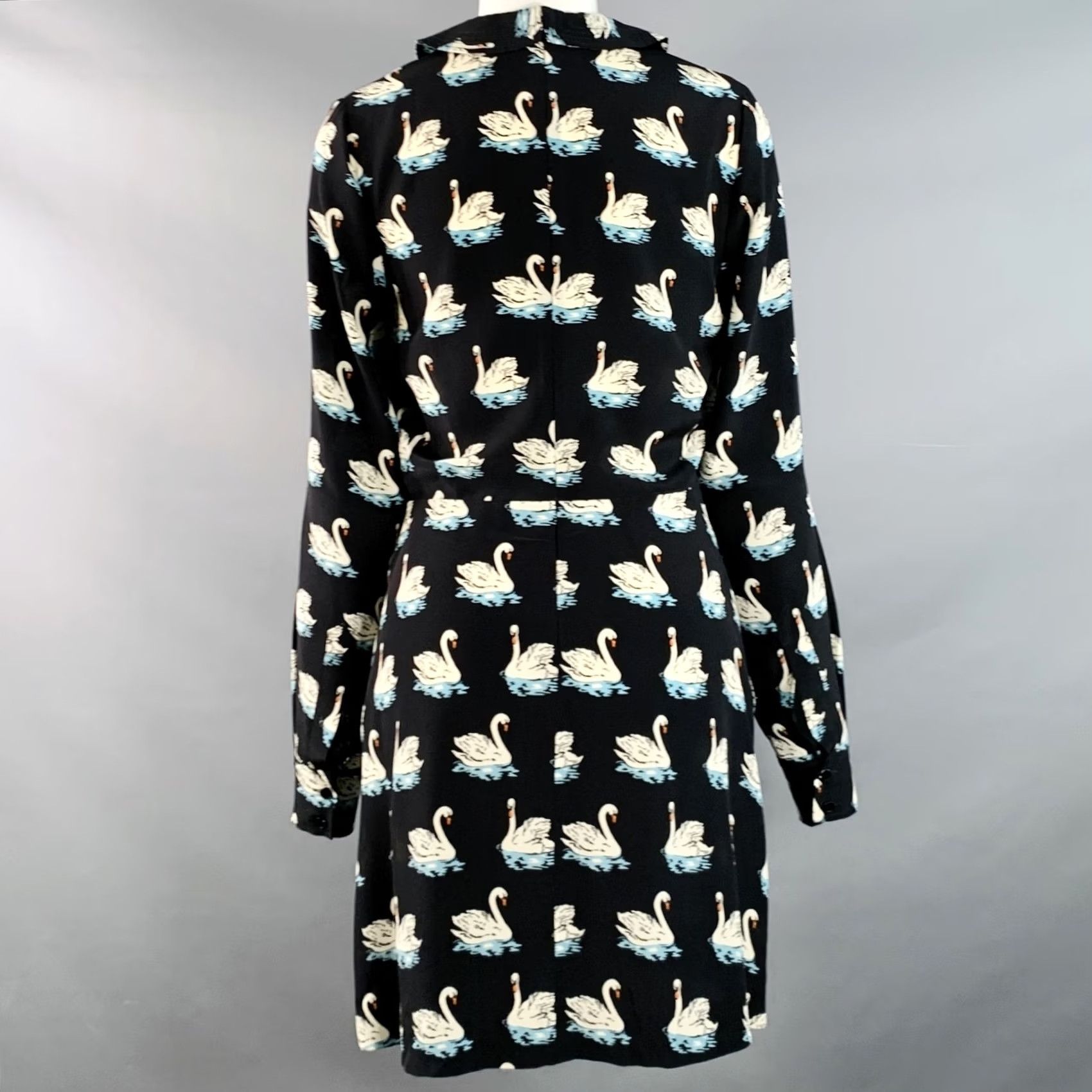 Stella McCartney STELLA McCARTNEY Dress 2016 Size 2 Black White Blue Silk Swans Point Collar Dress Women Size XS / US 0-2 / IT 36-38 - 4 Thumbnail